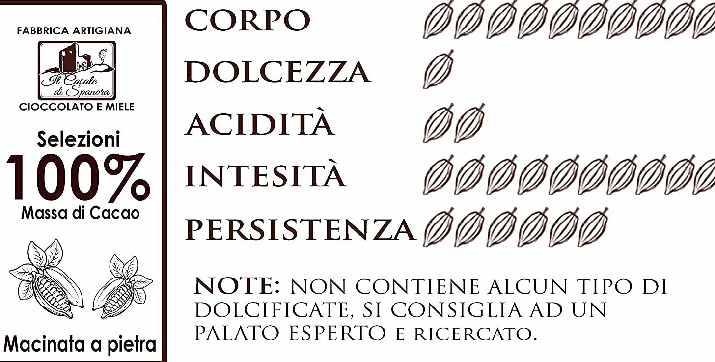 Set Tavolette MASSA DI CACAO 100% - 8 pz da 140gr (1120gr)- Cioccolato Fondente 100% Artigianale MADE IN ITALY - Il Casale Di Spanora