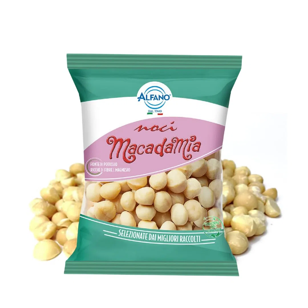 Alfano dal 1940 Noci Macadamia Sgusciate 100g Frutta Secca Ricca di Magnesio e Fonte di Potassio Snack Ideale per una Dieta Equilibrata e Vegana (4 Pezzi)