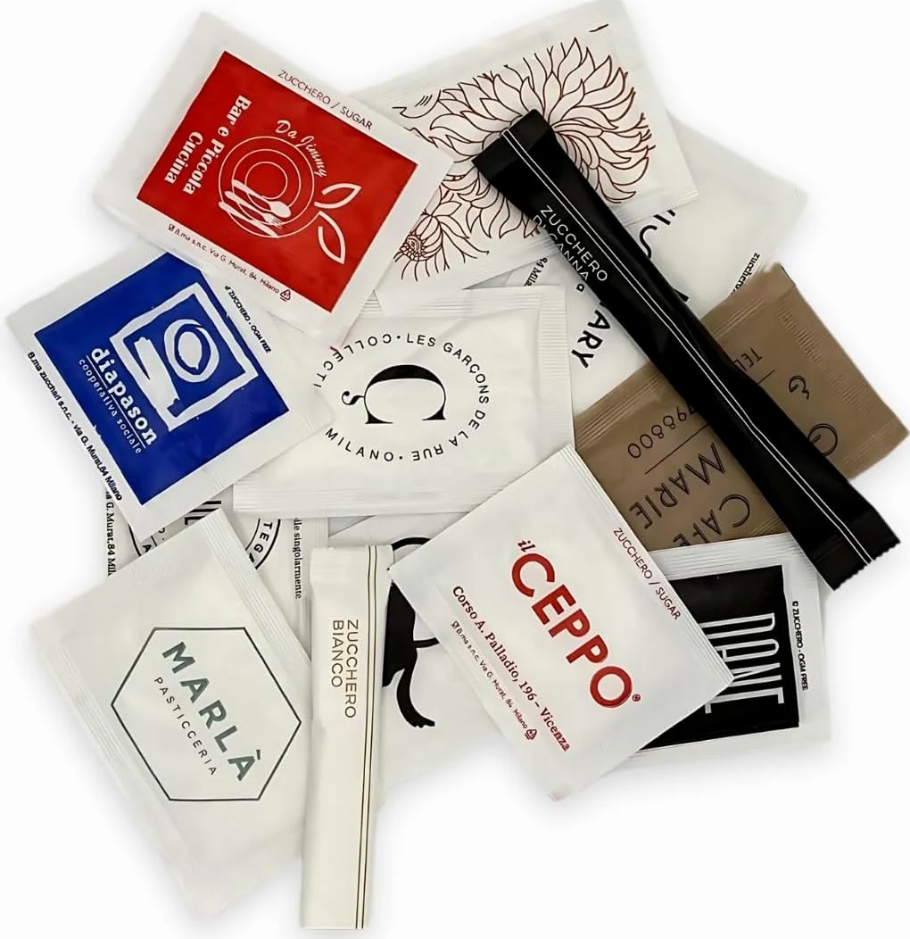 Festa della Mamma - Bustine di Zucchero Bianco e/o Canna Personalizzate con Logo/Foto - 1000 Bustine Monodose Personalizzabili - Bar|Hotel|Ristoranti (1000 ZUCCHERO BIANCO O/E + CANNA)
