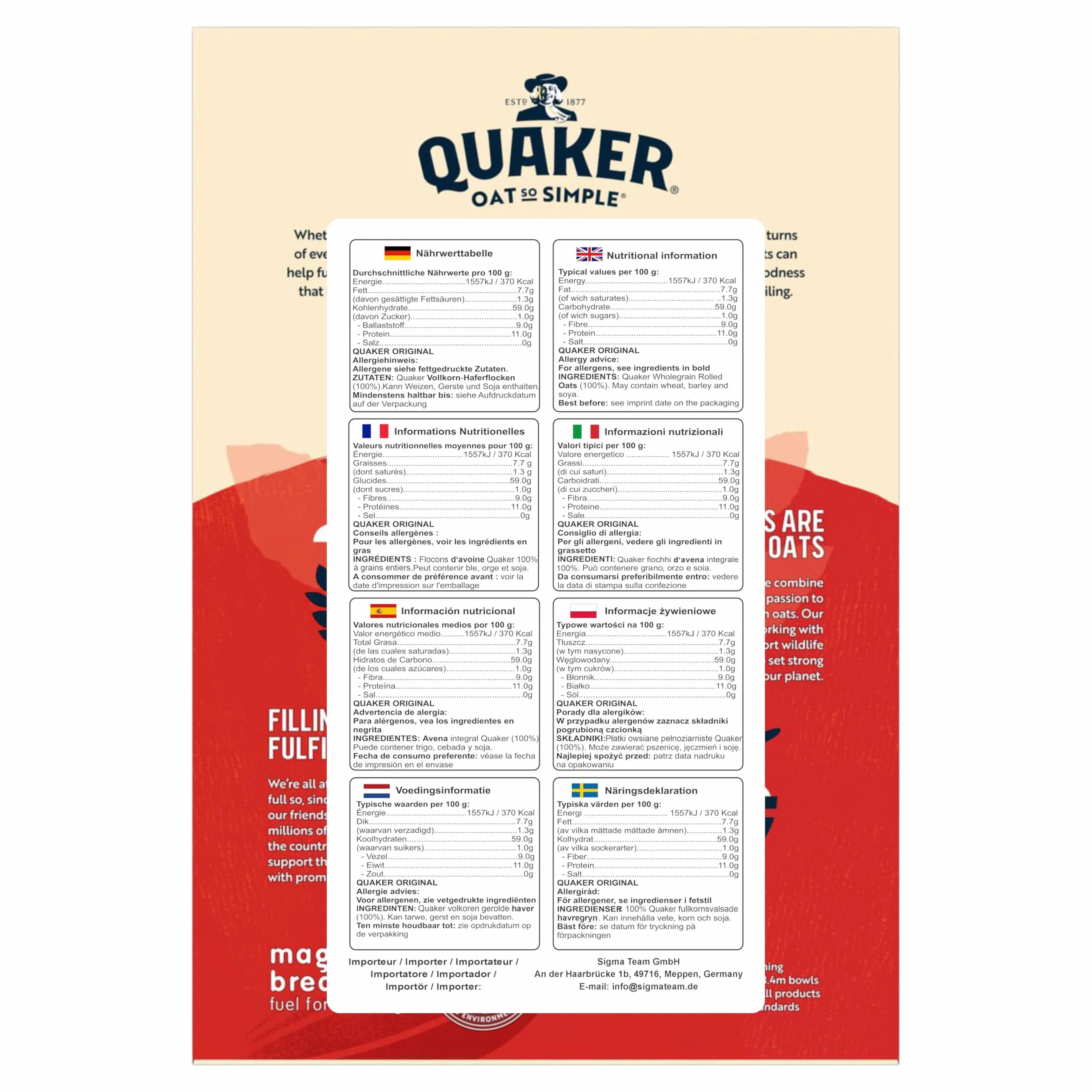 Cleverry set con Quaker Oat So Simple Farina D'Avena Porridge Originale 20 buste x 27g e Golden Syrup 20 buste x 36g – Oatmeal per una deliziosa colazione