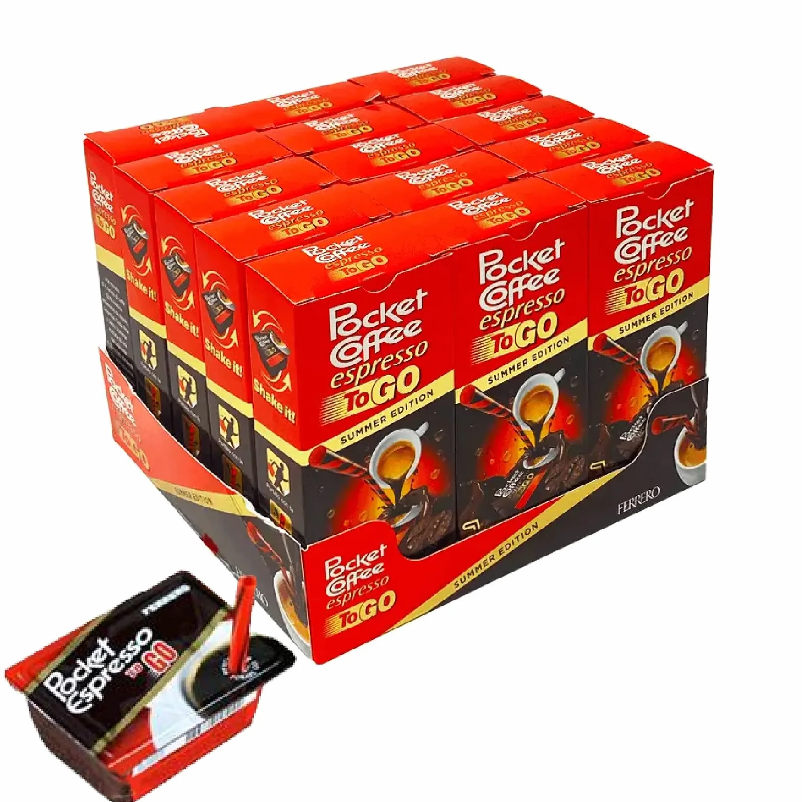 Ferrero Pocket Coffee Espresso To Go Summer Edition 15 Astucci 3 pz Cioccolato Fondente