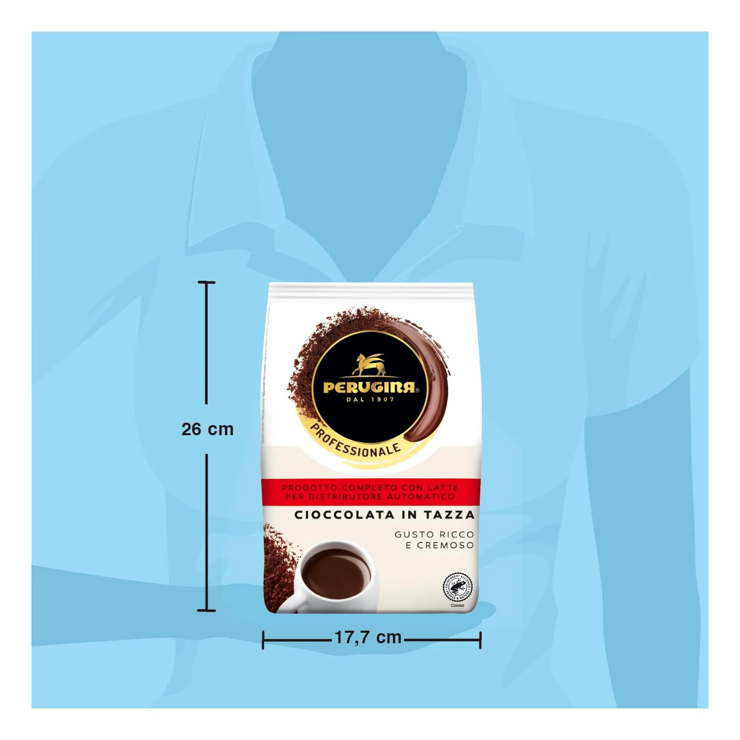 PERUGINA Cioccolata Completa Preparato per Bevanda al Cacao Magro per macchina automatica in polvere, Busta 1kg (Confezione da 4)