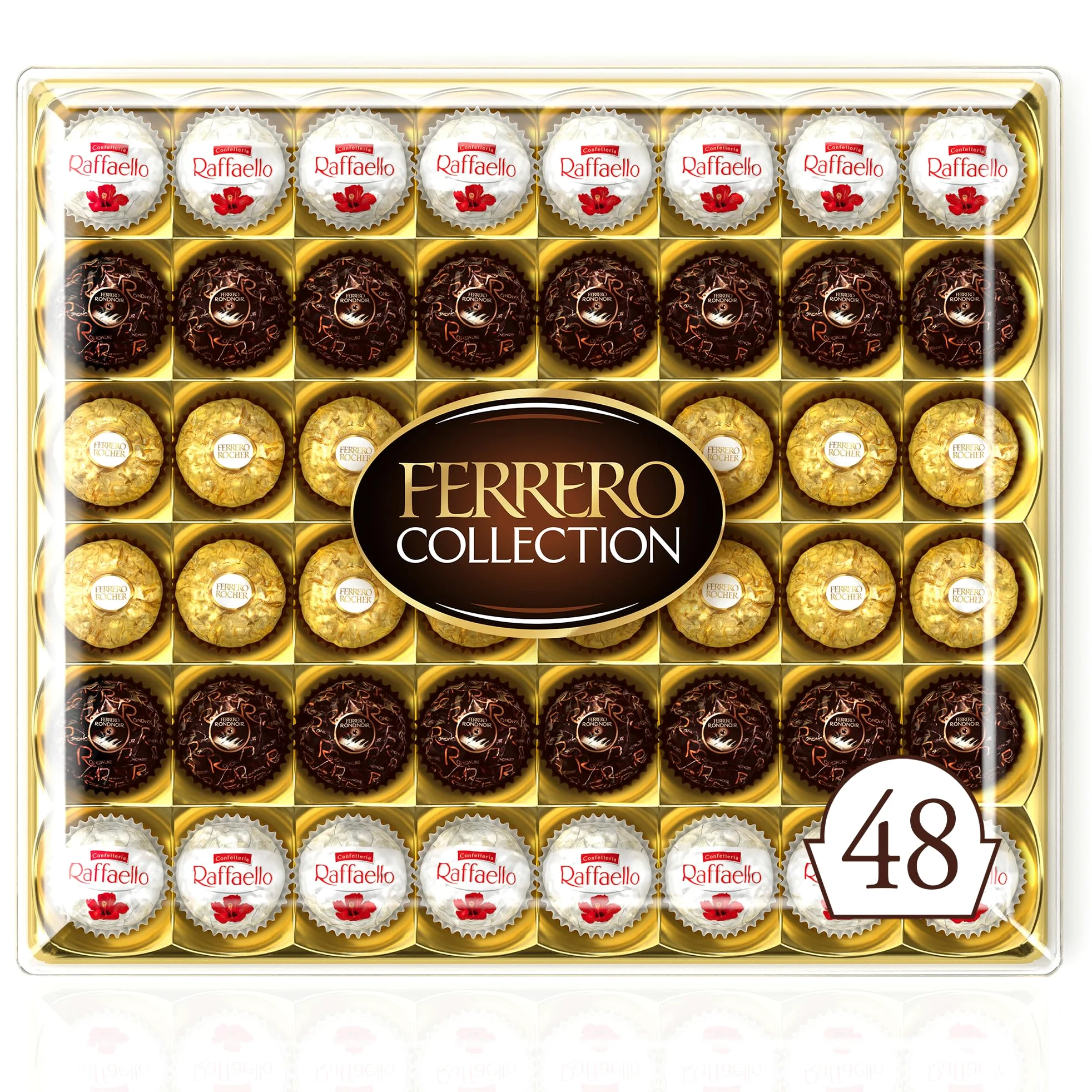 Ferrero Collection - 48 Specialità Assortite al Cioccolato, Racchiuse in una Elegante Scatola Natalizia, Idea Regalo Natale, Compleanno e Anniversario, Confezione da 518 gr
