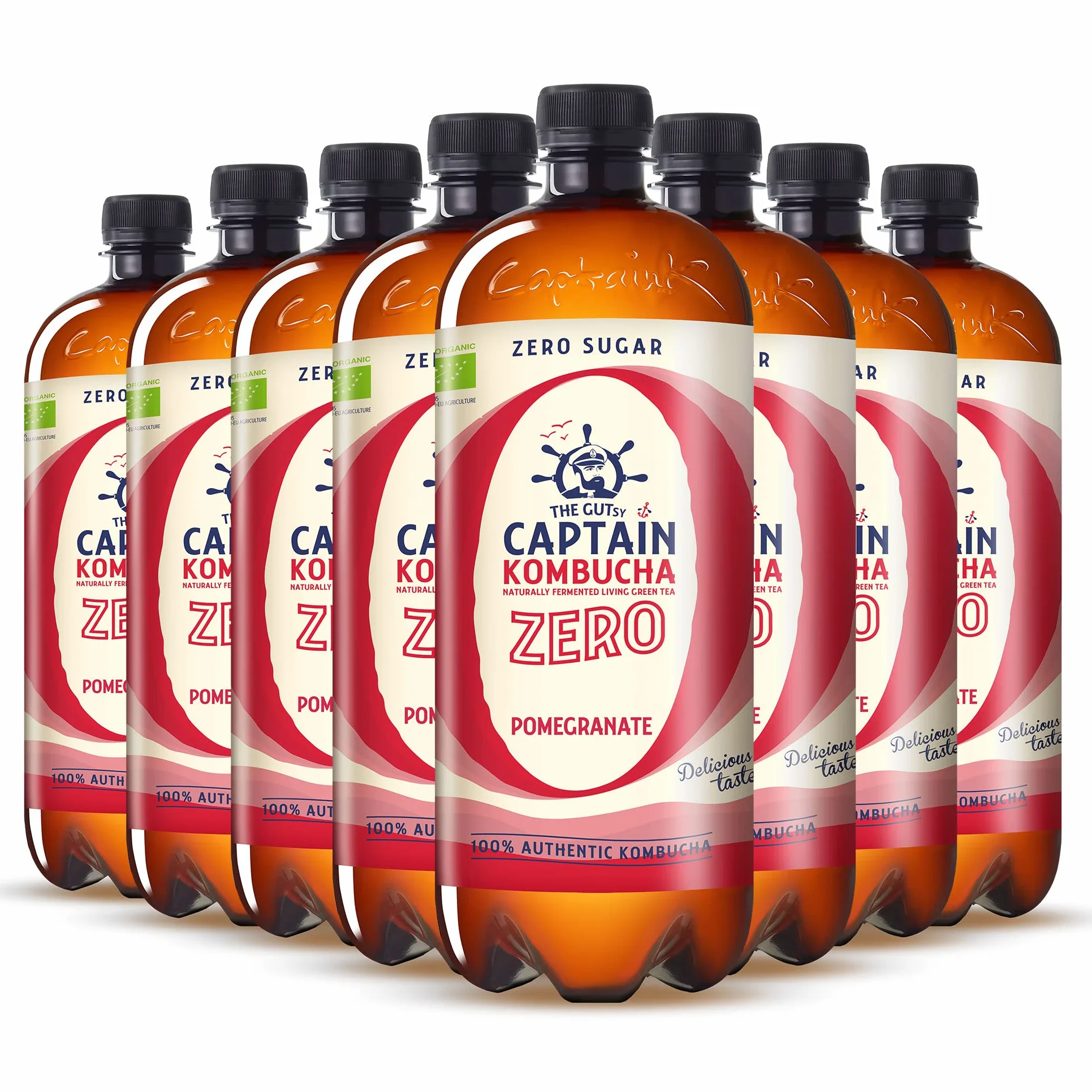 The Gutsy Captain Kombucha ZERO - Te Kombucha, ZERO zucchero, ZERO calorie, Raw Vegan - 8 x 1000 ml (MixBox)