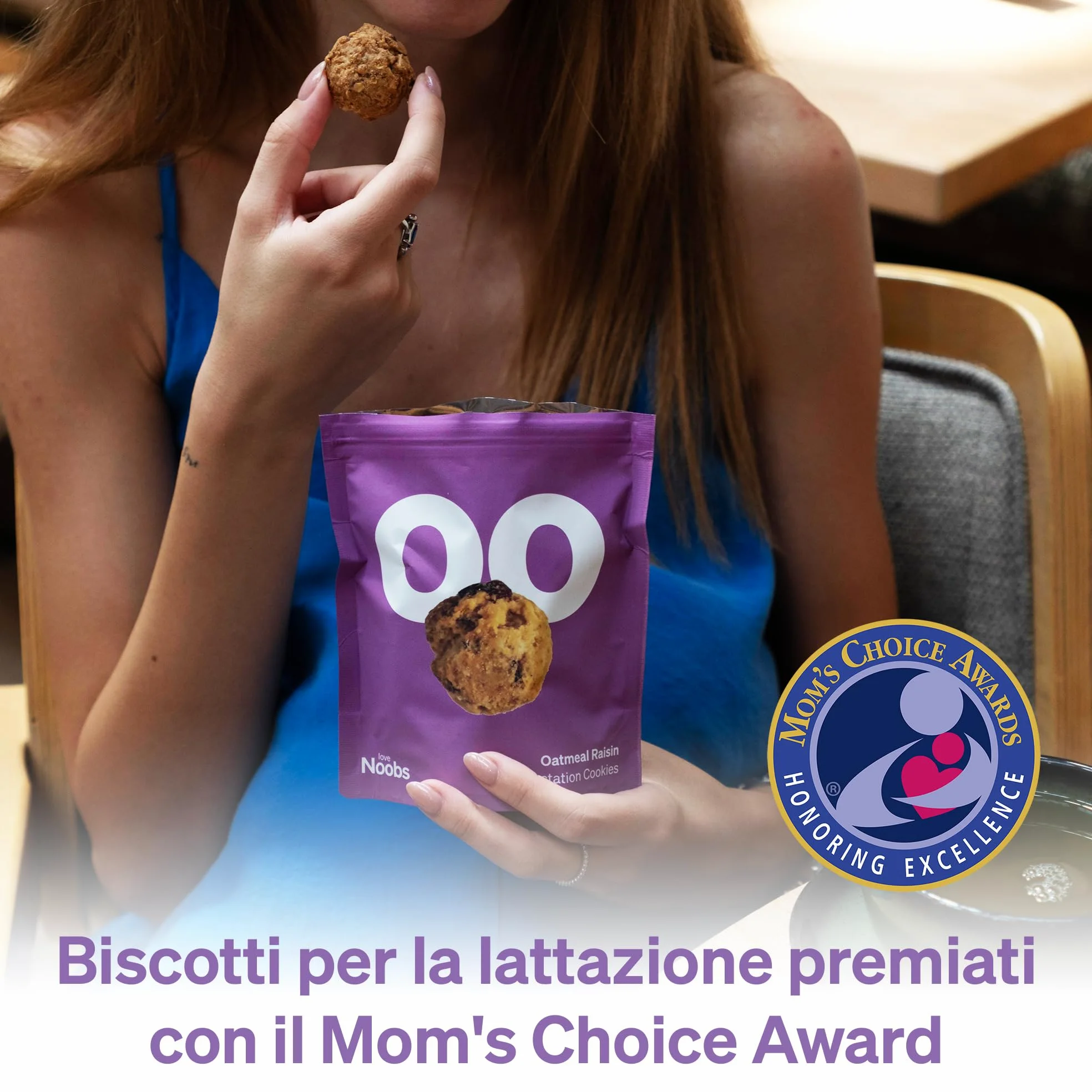Biscotti per L'allattamento al Seno Love Noobs, Biscotti per L'allattamento, Snack salutare, 6 x 100 gr, Farina D'avena e Uvetta