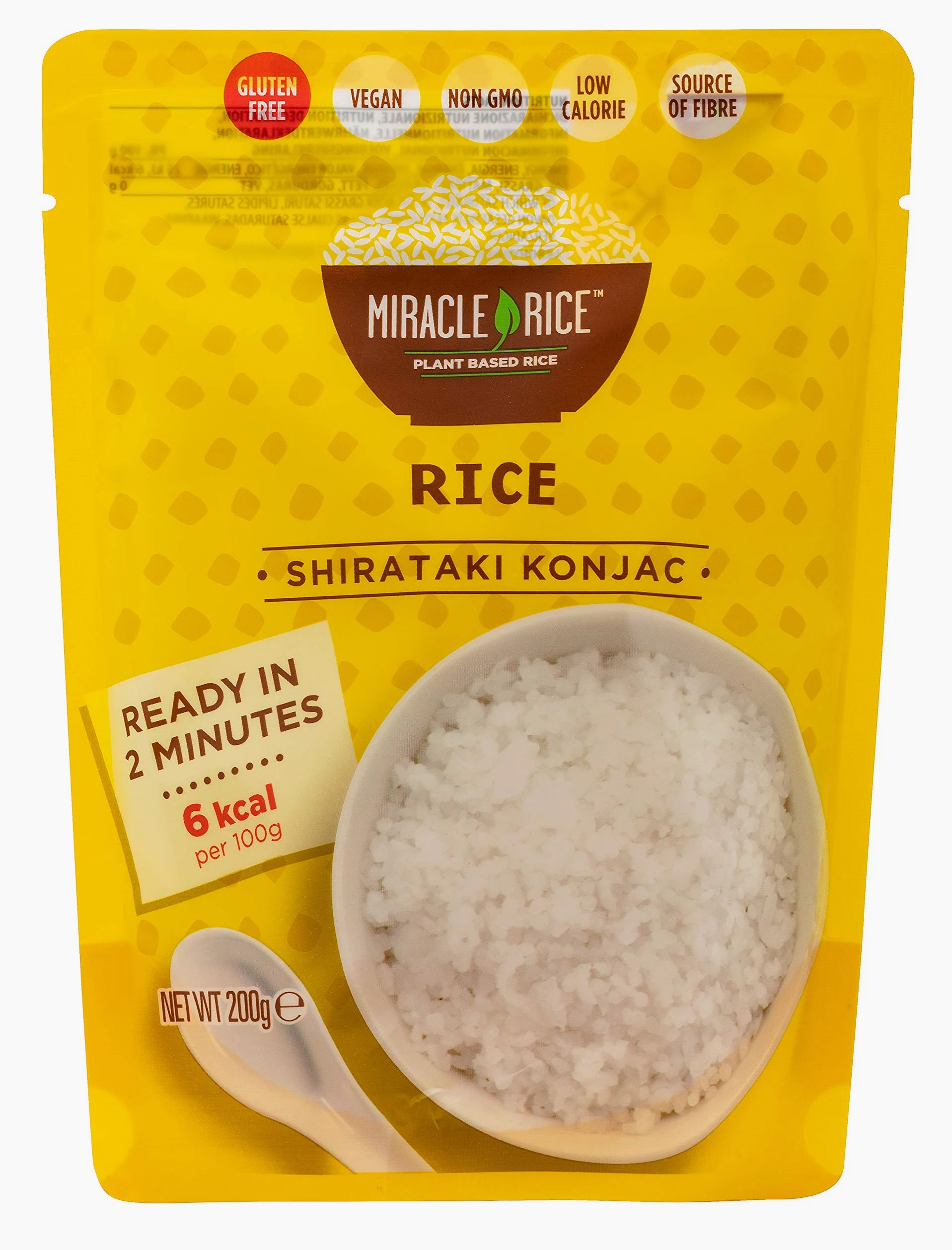 Riso Shirataki Miracle Noodle. Nuova Generazione, Senza Odore e Senza Retrogusto. Adatto a Diete Paleo e Keto. Confezione da 10 pacchetti.