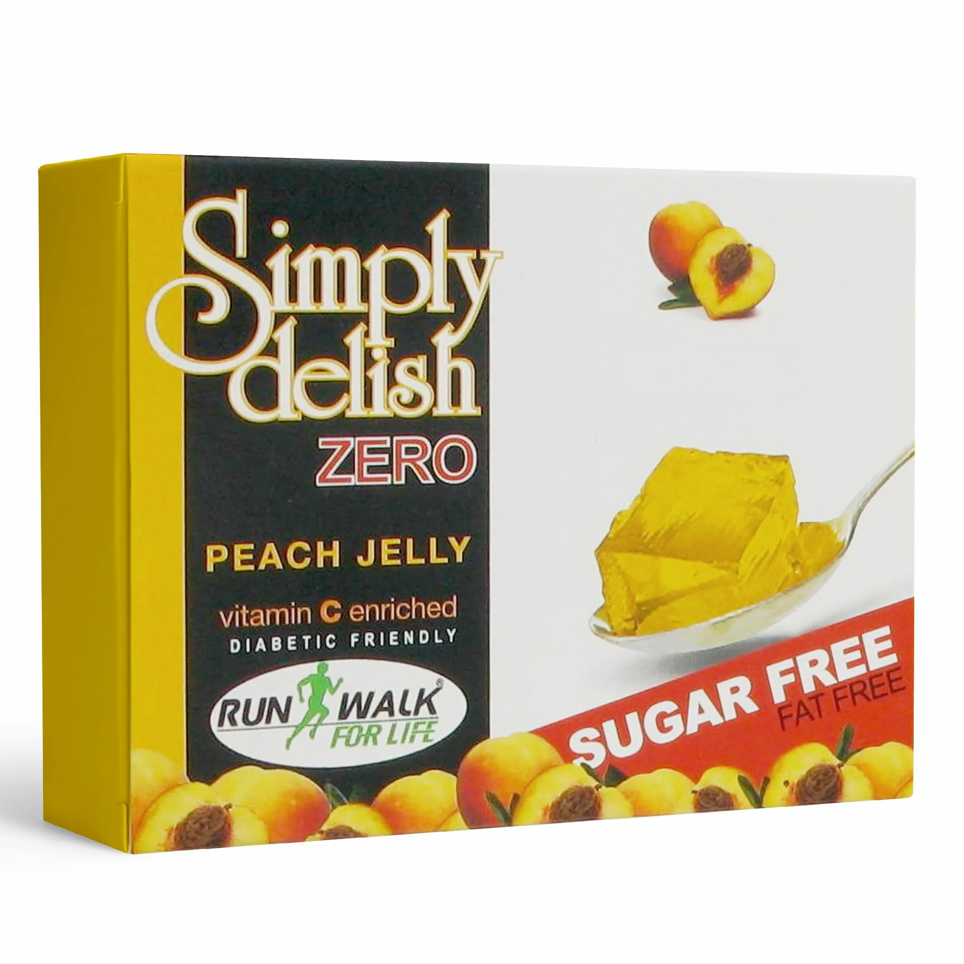 Simply Delish, Sugar-Free Jelly Dessert - Vegan, Gluten and Fat-Free, Peach Flavour - Pack of 24, Keto Friendly Sweets