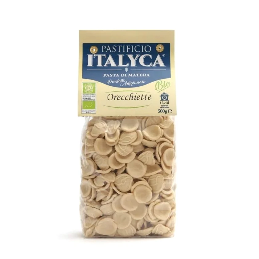 15 x 500 g - Orecchiette Bio - Pasta di Grano Duro - Prodotta in Basilicata - Pacco da 500 g - Pastificio Italyca