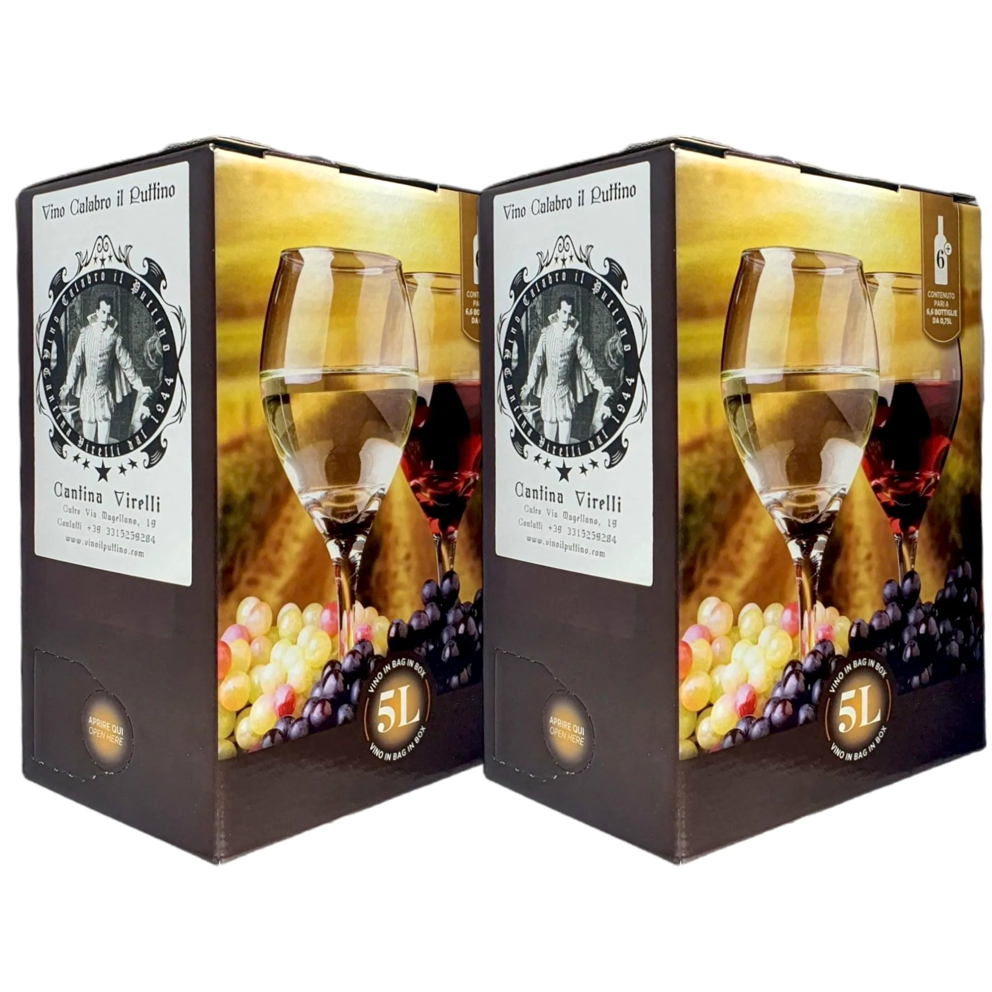 Vino Calabro il Puttino | Rosato Intenso | Botte del Contadino | Bag in Box da 5 litri | Cantina Virelli | Cutro | Non filtrato | Artigianale (10 litri)