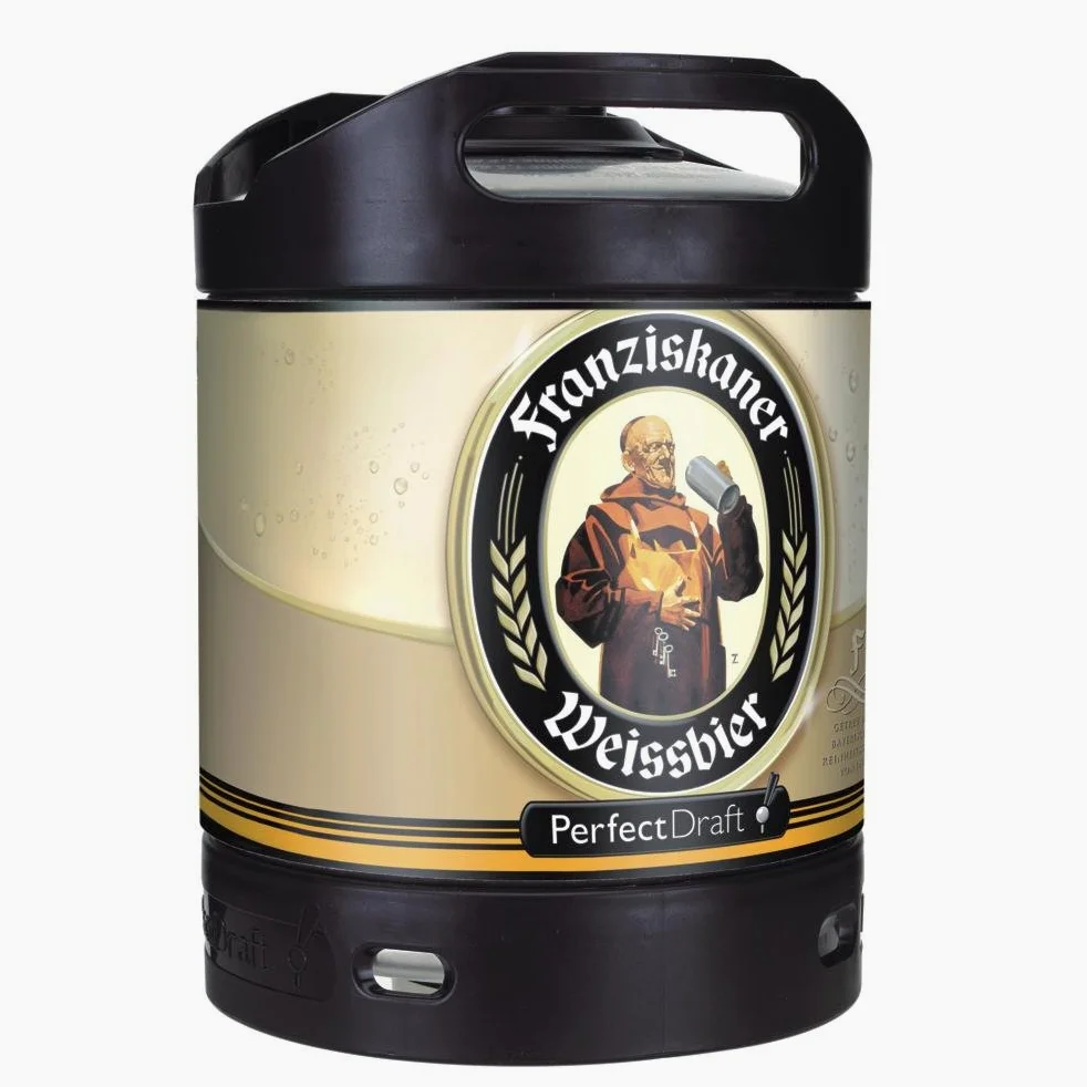 4 X Franziskaner Weissbier Perfect Draft 6 Litro Barile, Incl. Deposito Multiuso
