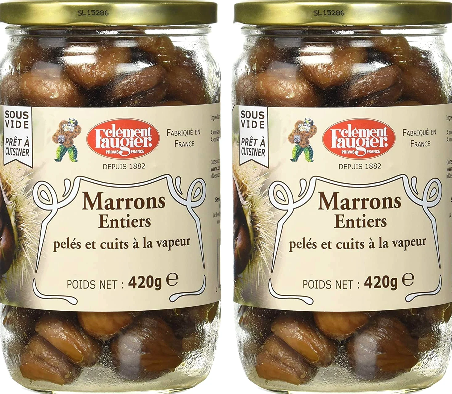 Clément Faugier - Intere Castagne Pelate e Cotte al Vapore - 420g - Lotto di 2