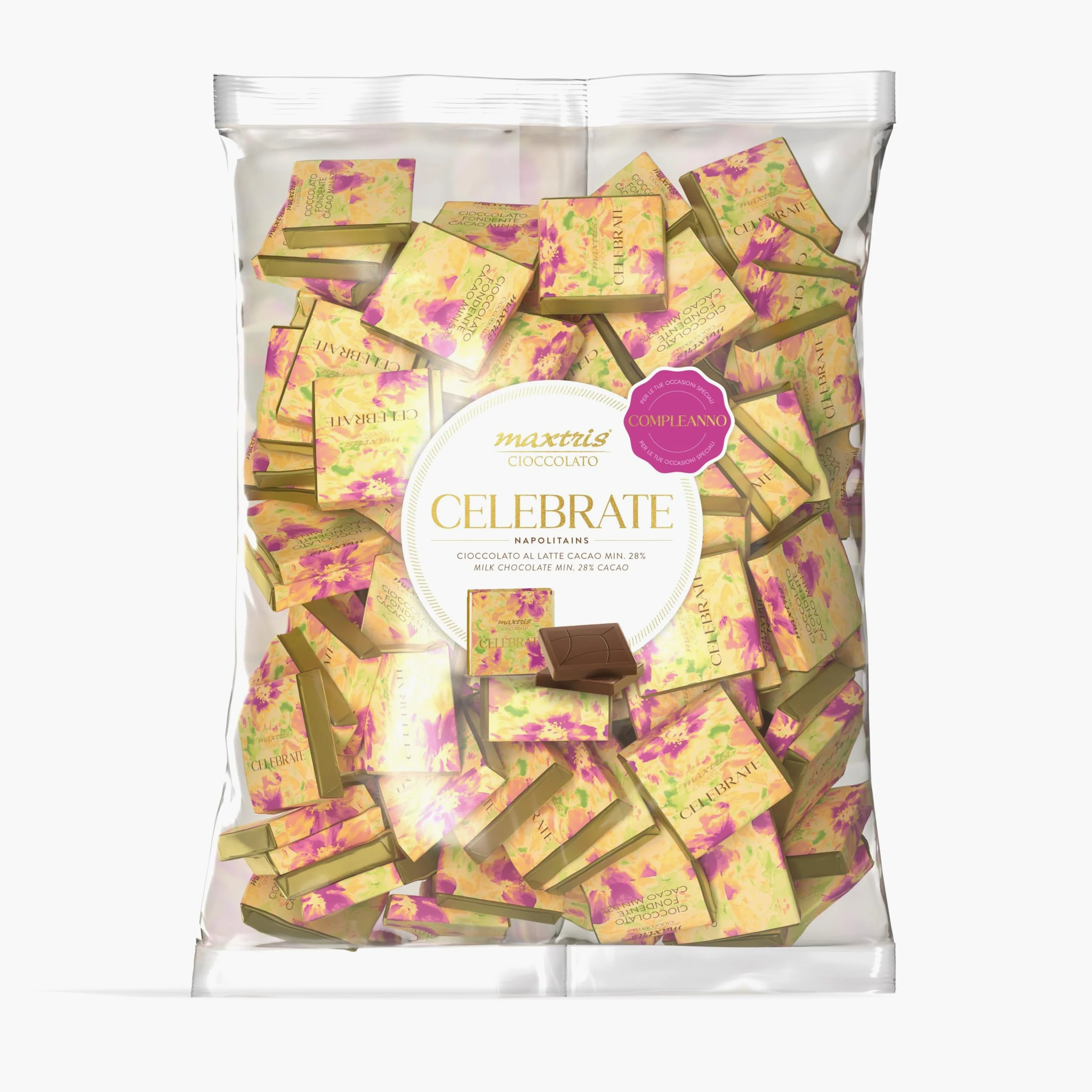Cioccolatini al Latte Maxtris CELEBRATE COMPLEANNO, Celebrate Napolitains, busta 1kg