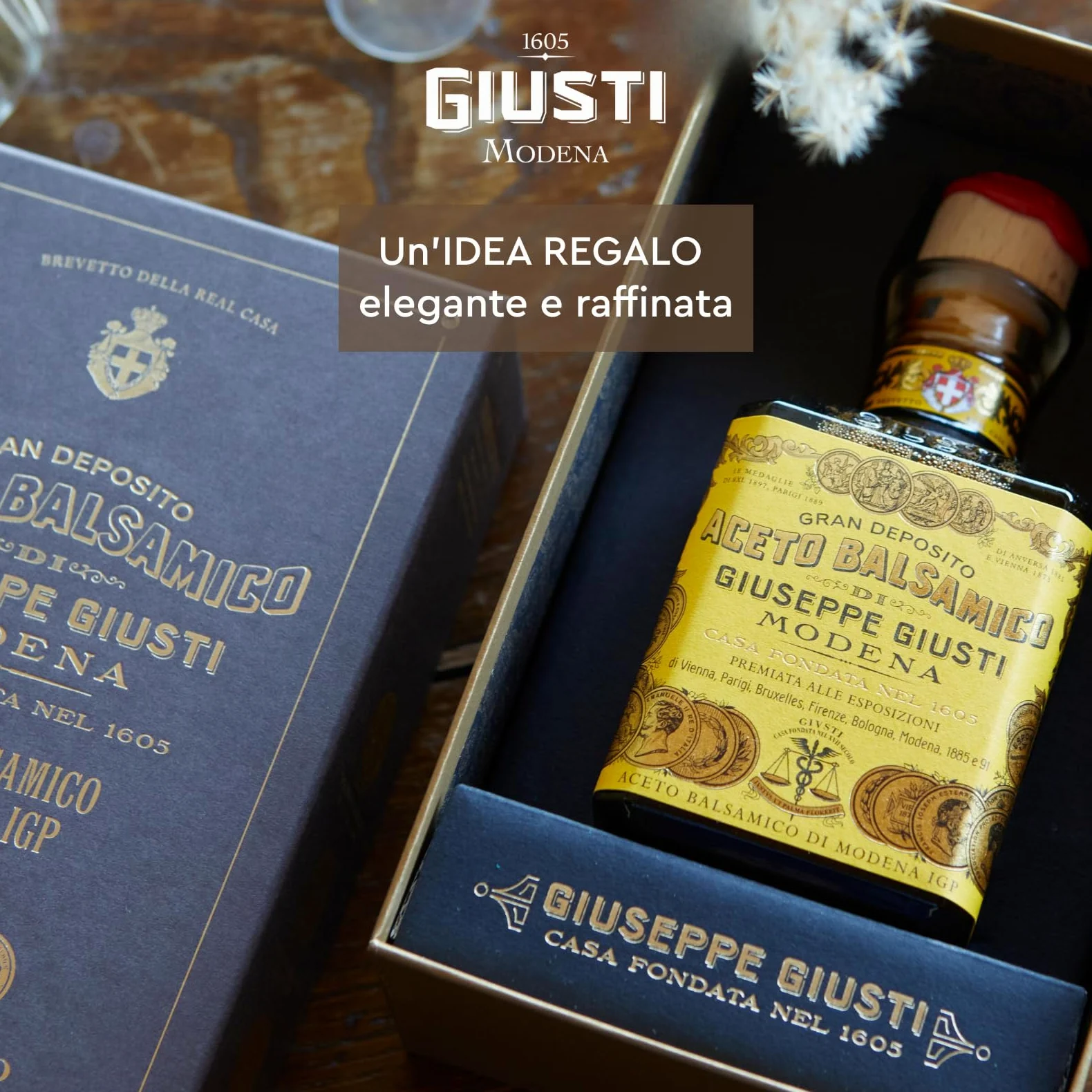 Giusti - Aceto Balsamico di Modena IGP 4 Medaglie d’oro – Cubica 250ml con astuccio