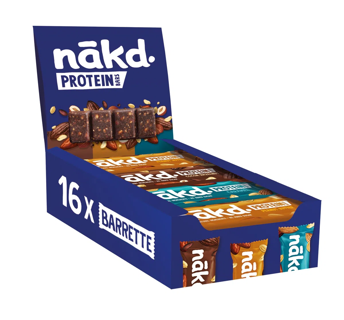 Nākd. Protein Confezione Mista | Barrette Proteiche | 7g di Proteine Vegetali | 100% Ingredienti Naturali | Senza Zuccheri Aggiunti | Vegan | 16 x 45g | 720g