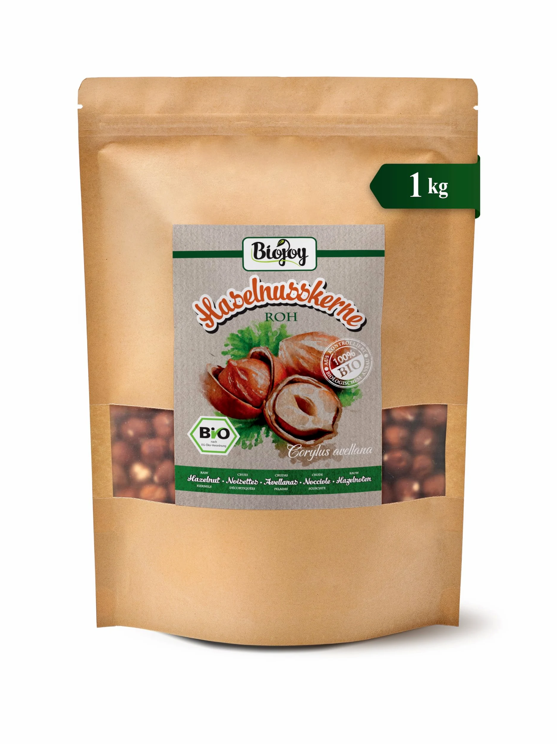 Biojoy Nocciole Sgusciate BIO (1 kg), crude e non salate