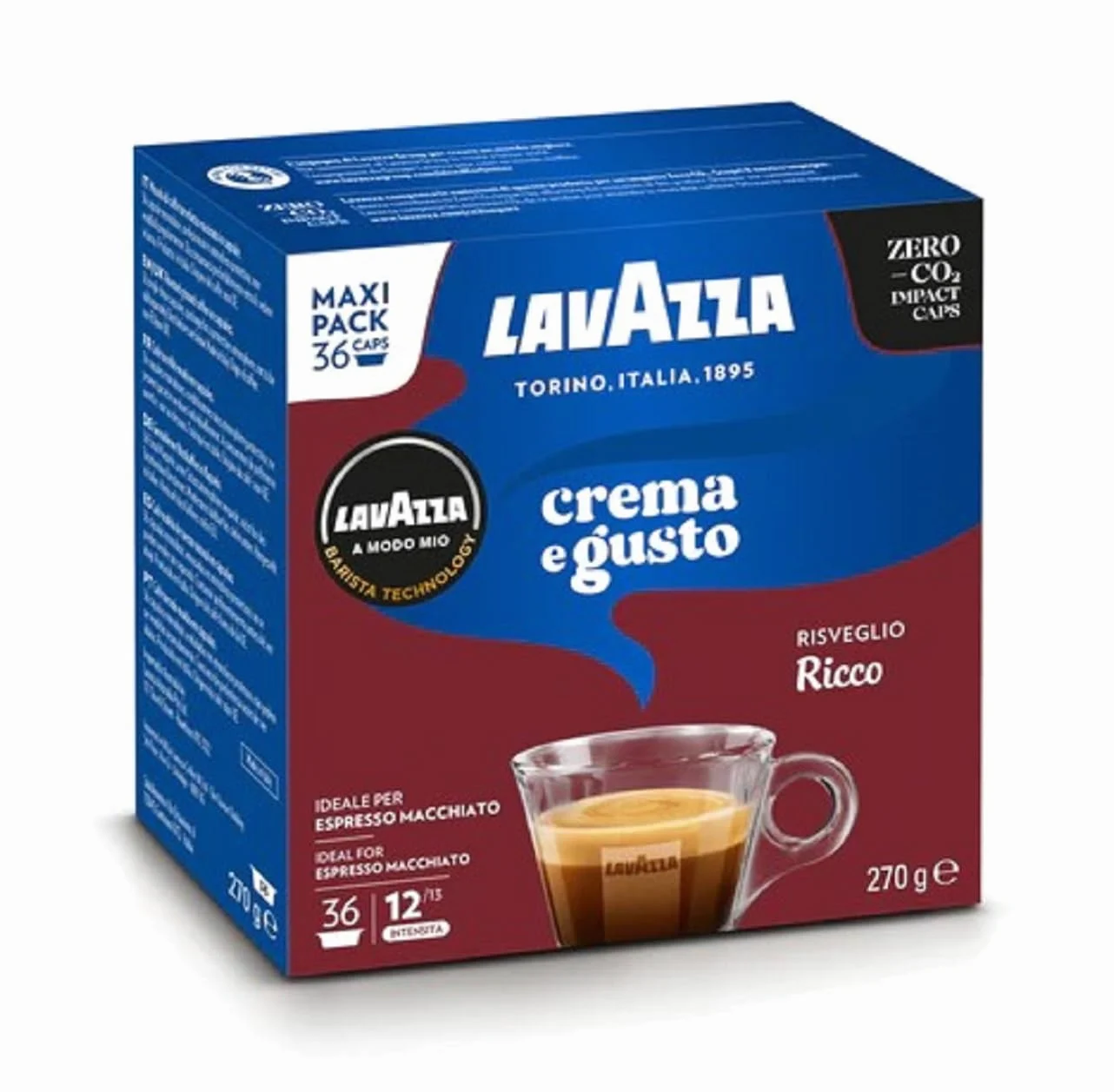 Caffè A Modo Mio Miscela CREMA E GUSTO RICCO, 216 Capsule Originali, Cioccolato e Caramello -DD-
