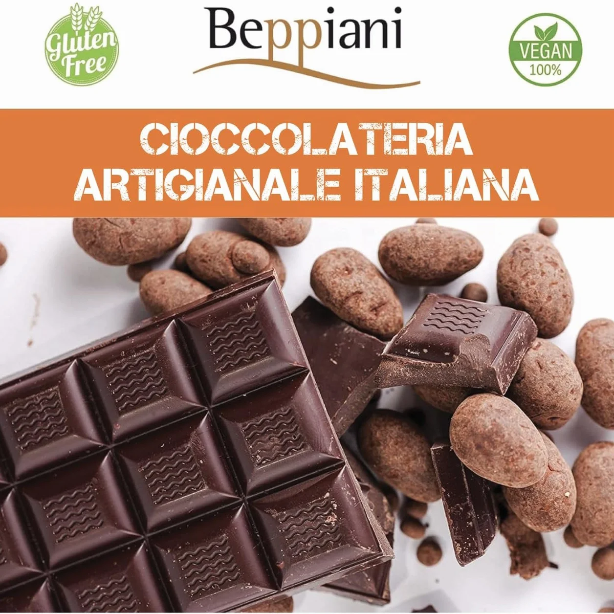 Beppiani 100% Massa di Cacao, Cioccolato Artigianale, vegana, senza zucchero, ricca di antiossidanti, per diete bilanciate – Made in Italy set (7 Tav. Classica)