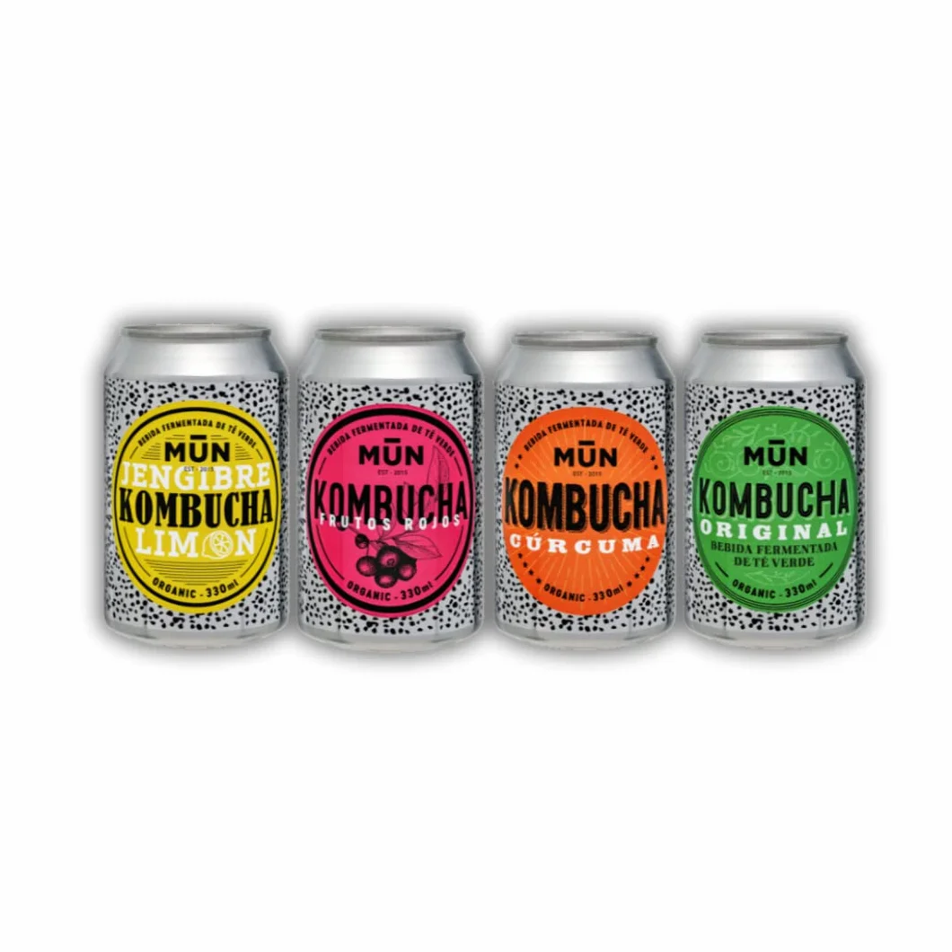 MUN KOMBUCHA ORGANIC - Confezione Mix 12 x 330 ml | Tè Kombucha Biologico e Probiotico Naturale | Senza Zucchero e Basso Contenuto Calorico, Senza BPA | Rinfrescante e Digestivo