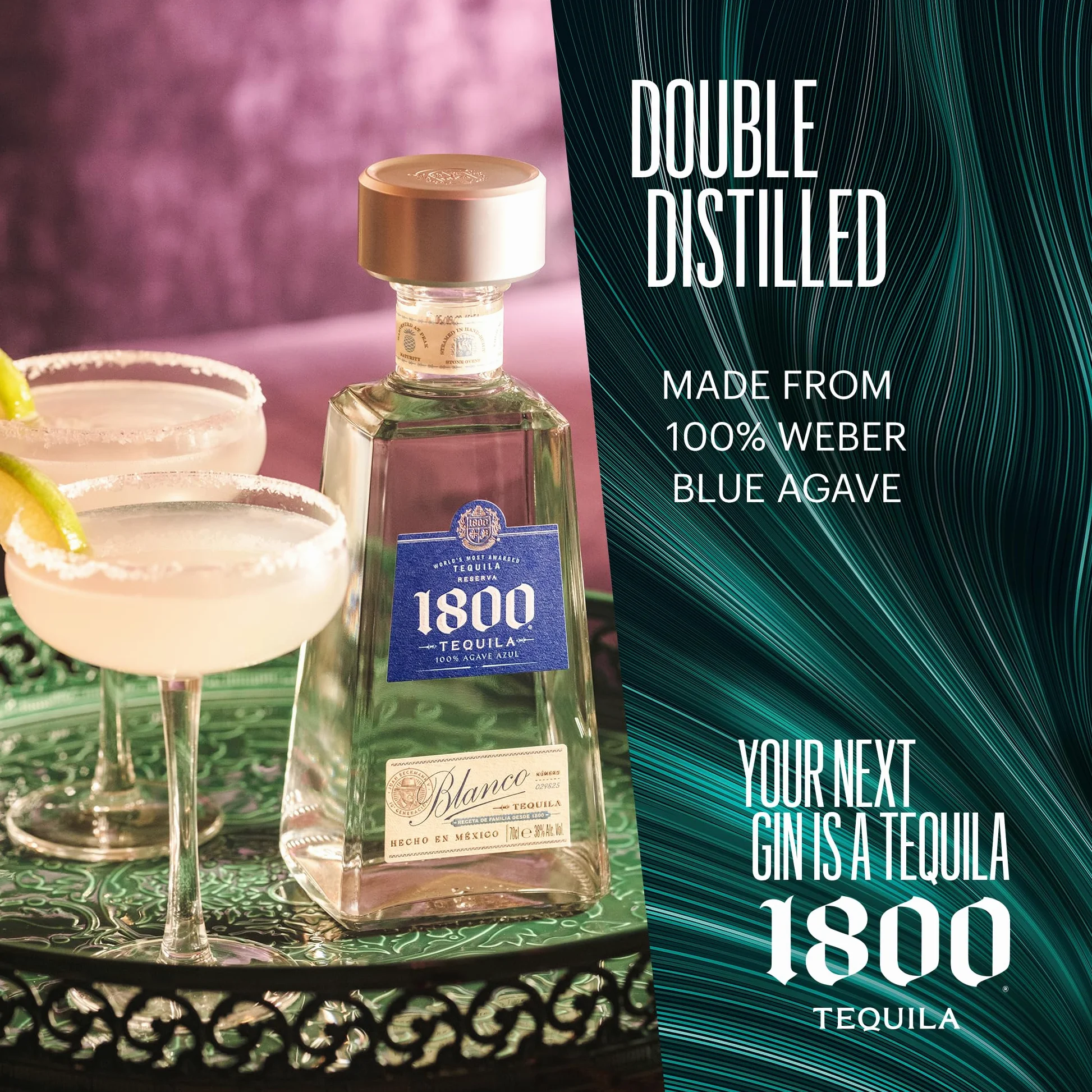 1800 Silver 70 cl - Tequila premium 100% Blue Agave. Sapore bilanciato con note fruttate e pepate. 38% vol.