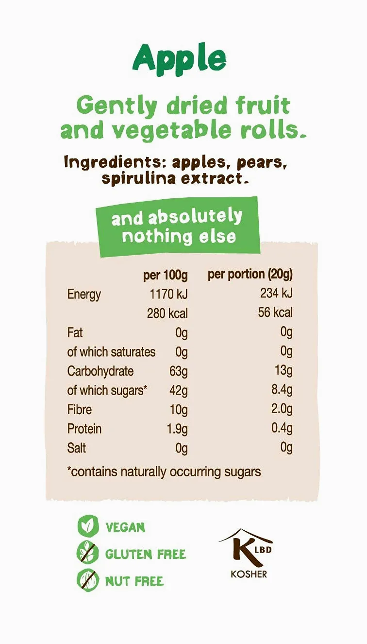 Bear Yoyo 100 Percent Fruit Rolls Apple 20 g (Pack of 18)