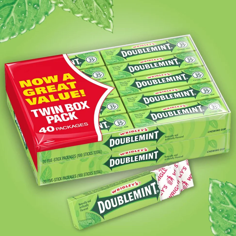 Wrigley's Doublemint Gum, 5 Count (Pack of 40)