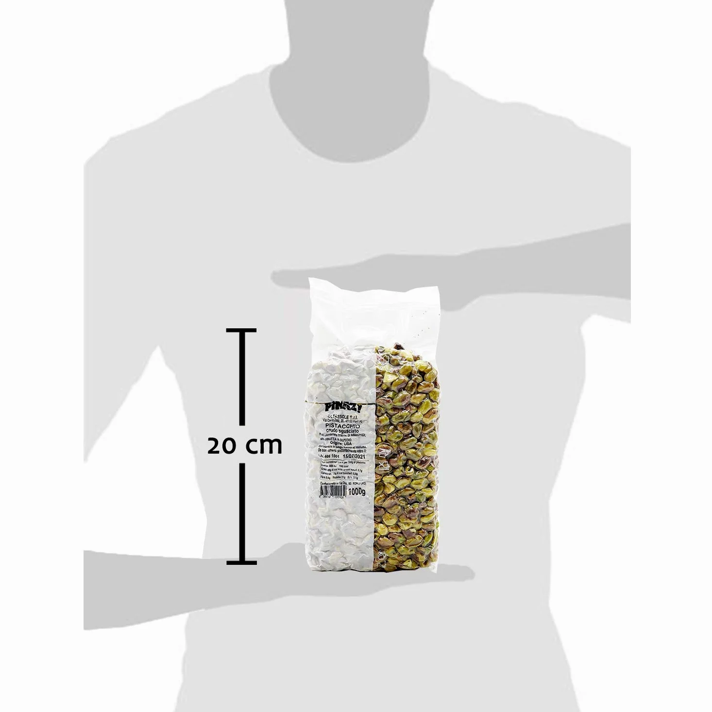 Oltresole, Pistacchi Crudi Sgusciati 1 Kg, Snack Salutare e Senza Sale, Ricco di Proteine e Grassi Sani, Frutta Secca Selezionata in Confezione Sottovuoto
