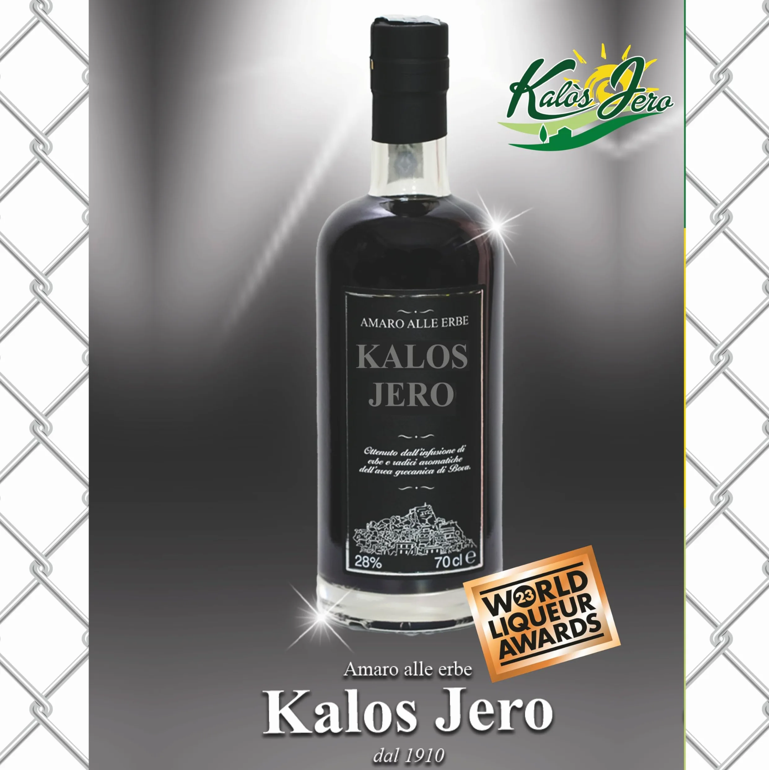 Amaro Kalos Jero - Digestivo, Infusione di Erbe e Radici Aromatiche, Liquore Grecanico Calabrese Speziato e Rinfrescante, Idea Regalo - Vol. 28% (70 cl)