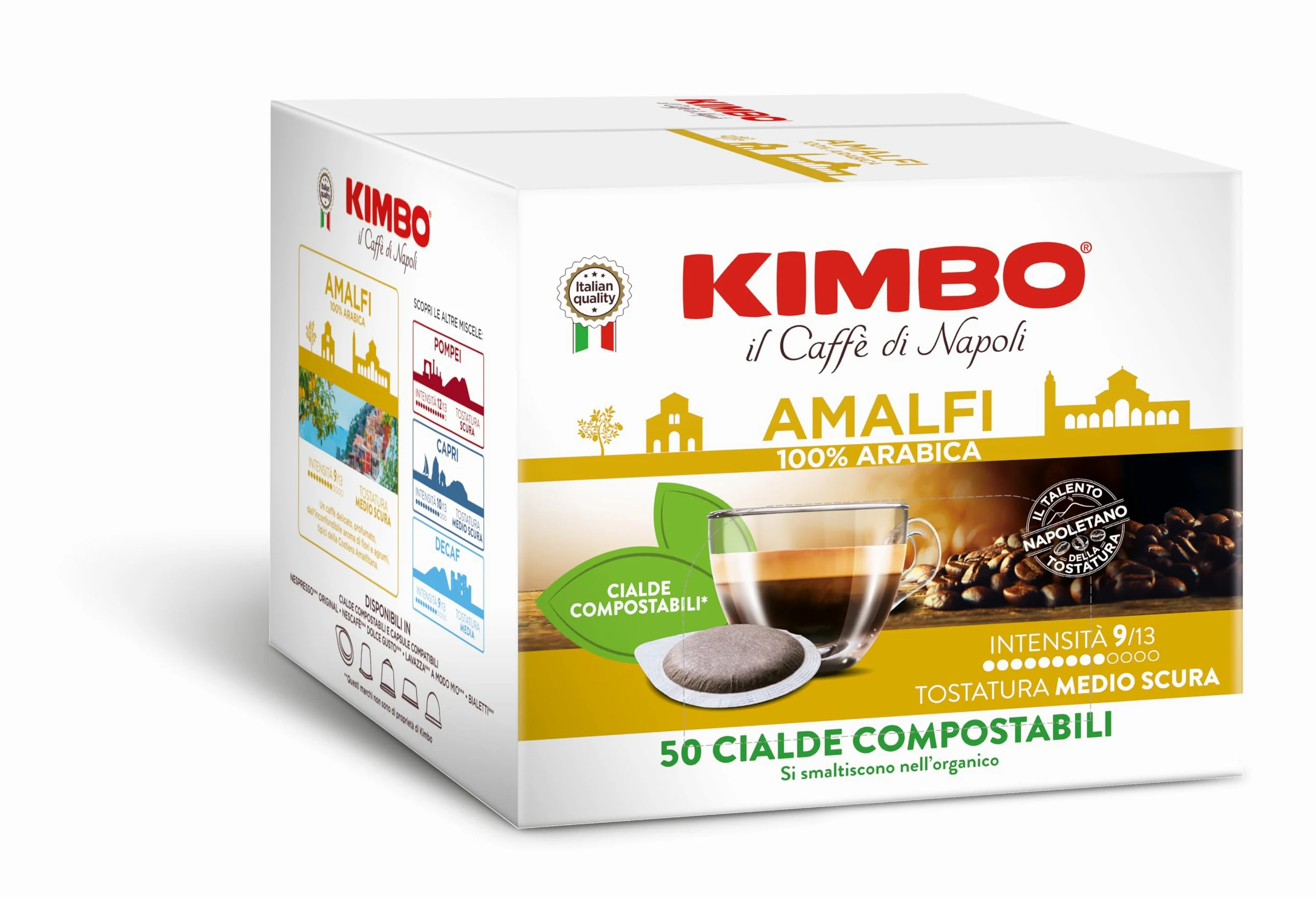 Kimbo Caffè Amalfi 100% Arabica, 50 Cialde Compostabili ESE