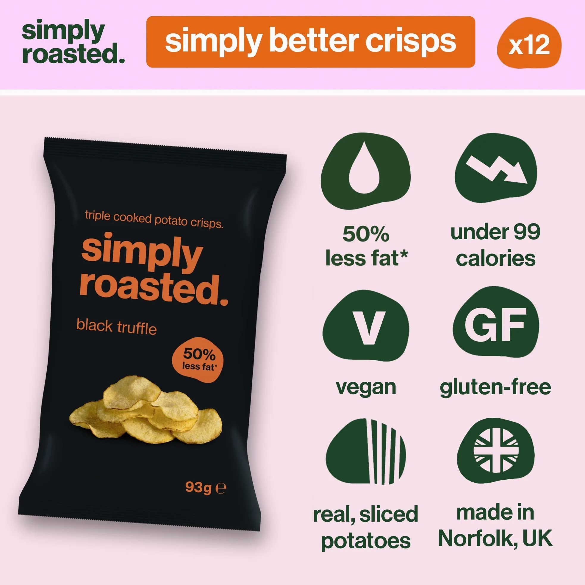 Simply Roasted - Patatine al Tartufo Nero 12 x 93g