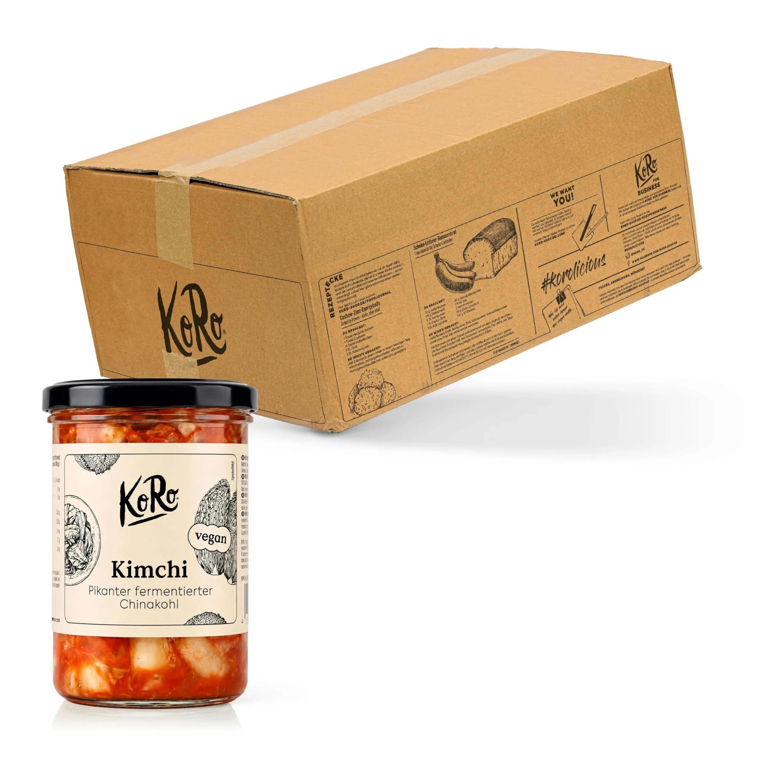 KoRo - Kimchi - RIcetta tradizionale coreana a base di cavolo fermentato - Con peperoncino, aglio e zenzero - Vegan