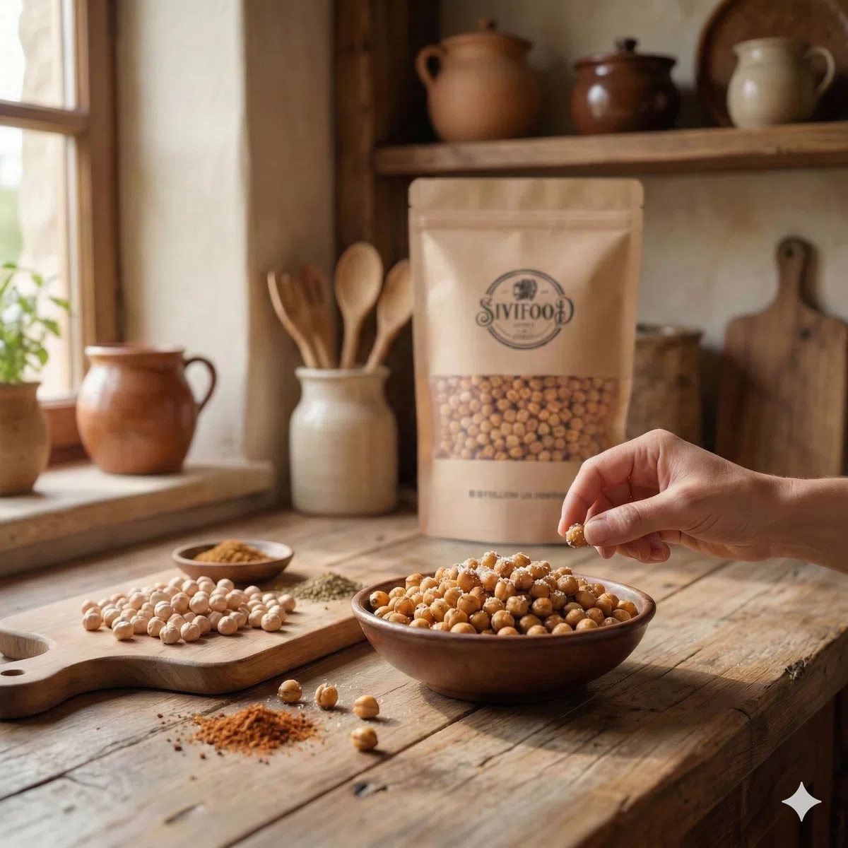 SIVIFOOD ceci tostati salati croccanti 500g – 100% naturali, senza additivi – Snack salato e vegetale – Ceci arrostiti freschi con sale – Ricco di gusto – Qualità premium roasted and salted chickpeas