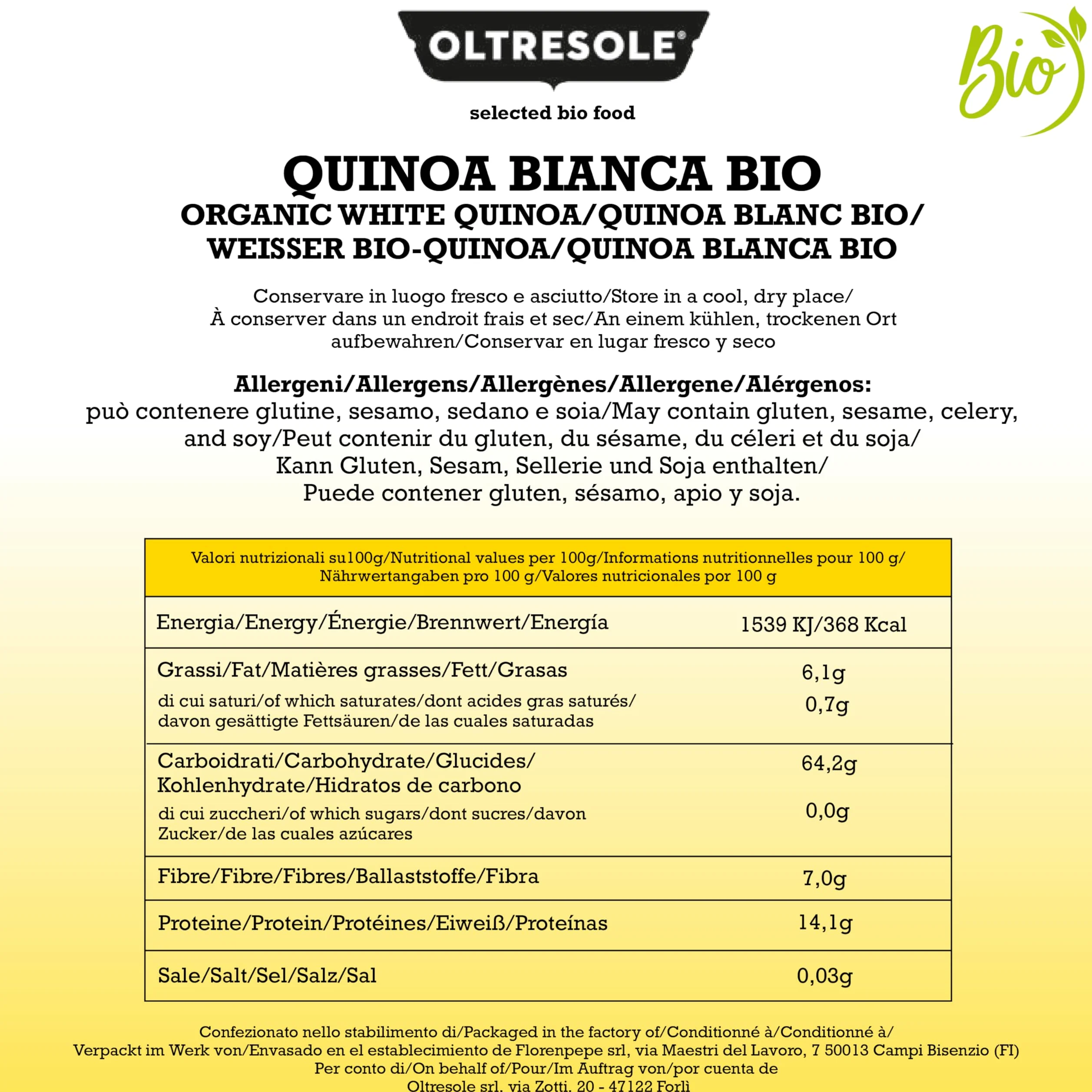 Oltresole - Quinoa Bianca Biologica 5 Kg - semi di quinoa bio, fonte di proteine ideale per piatti vegani e ricette salutari, confezione convenienza