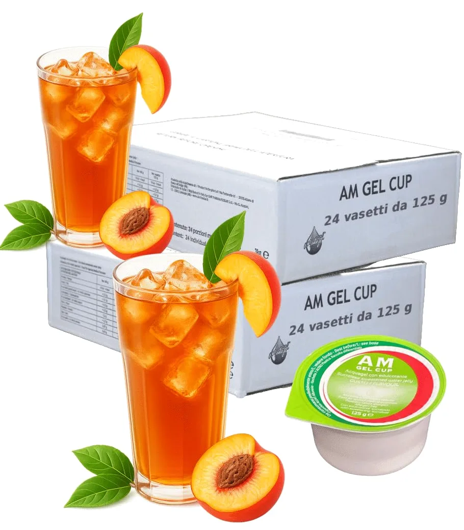 AM Gel Cup Acquagel The Pesca Senza Zucchero, Acqua Gelificata - 48 Vasetti da 125g