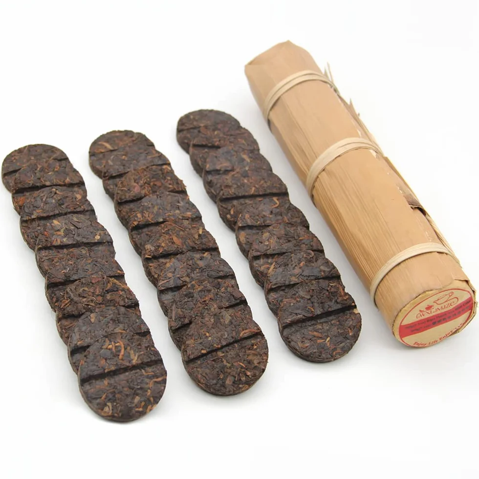 LWXLJMJZC-Torta di Tè Puerh Matura (96 Coppe) Torta al Mini Pu-erh Fermentato (shu) Pu-erh in Tubo di Foglie di Bambù 200g