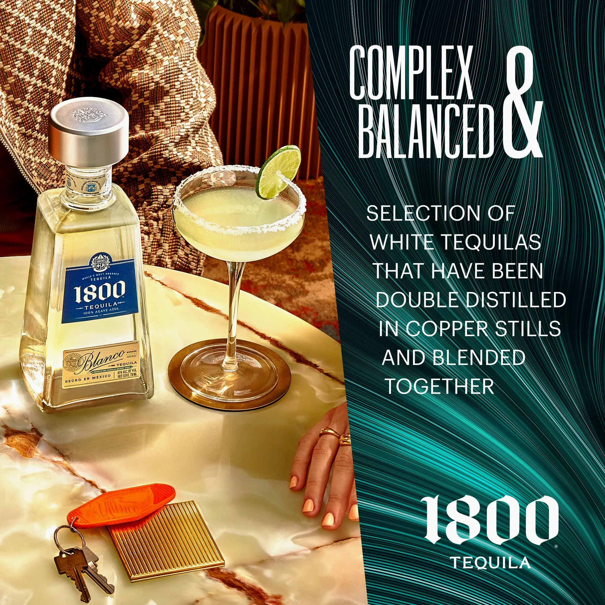 1800 Silver 70 cl - Tequila premium 100% Blue Agave. Sapore bilanciato con note fruttate e pepate. 38% vol.