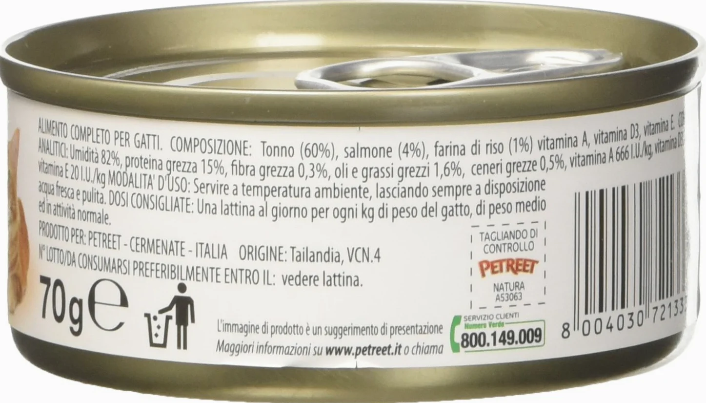Petreet Natura Tonno Rosa Salmone - Confez. da 48 Pezzi x 70 gr