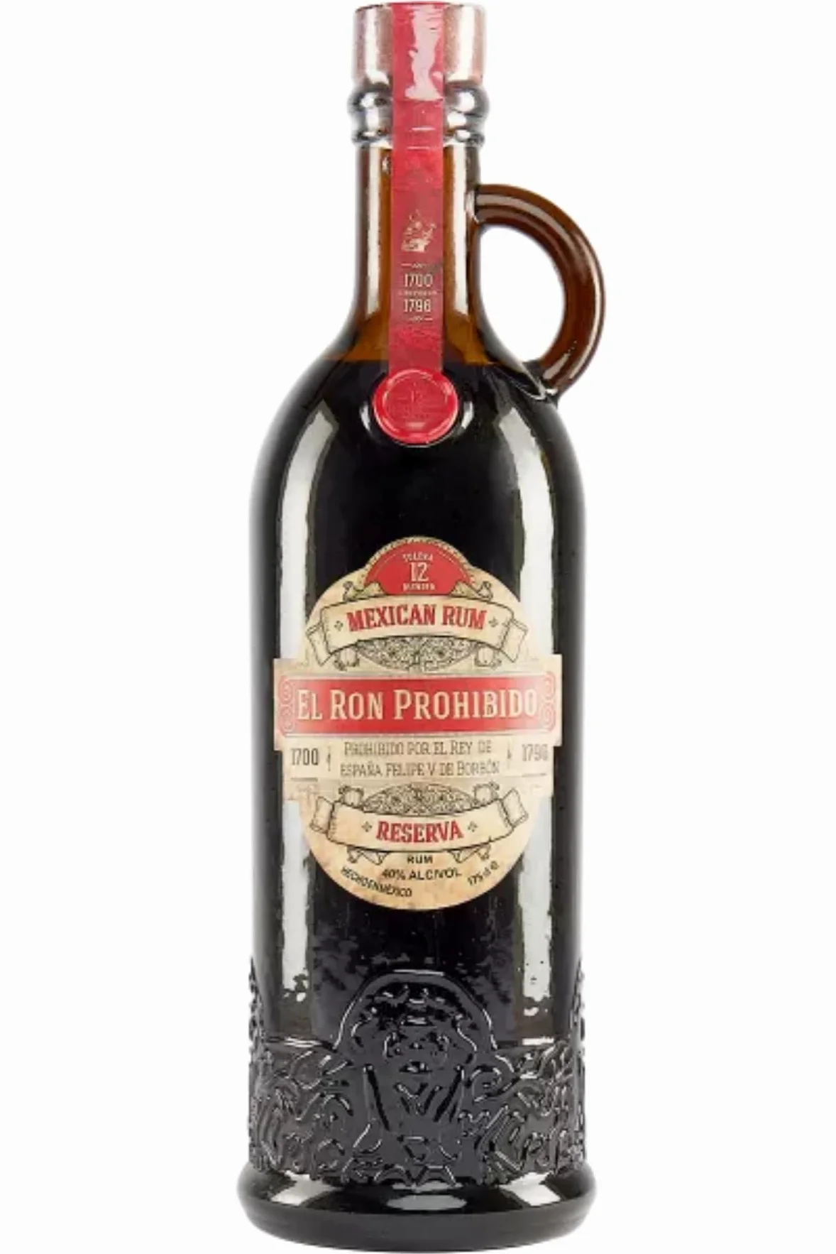 Prohibido, El Ron, Rum 12 anni, Aroma di Uva, Ciliegie, Prugna, Vaniglia e caffè, Morbido e setoso, Affinamento di 12 anni con Metodo Solera, aggiunta di vino passito, Idea Regalo, 1750 ml, 40% Vol.