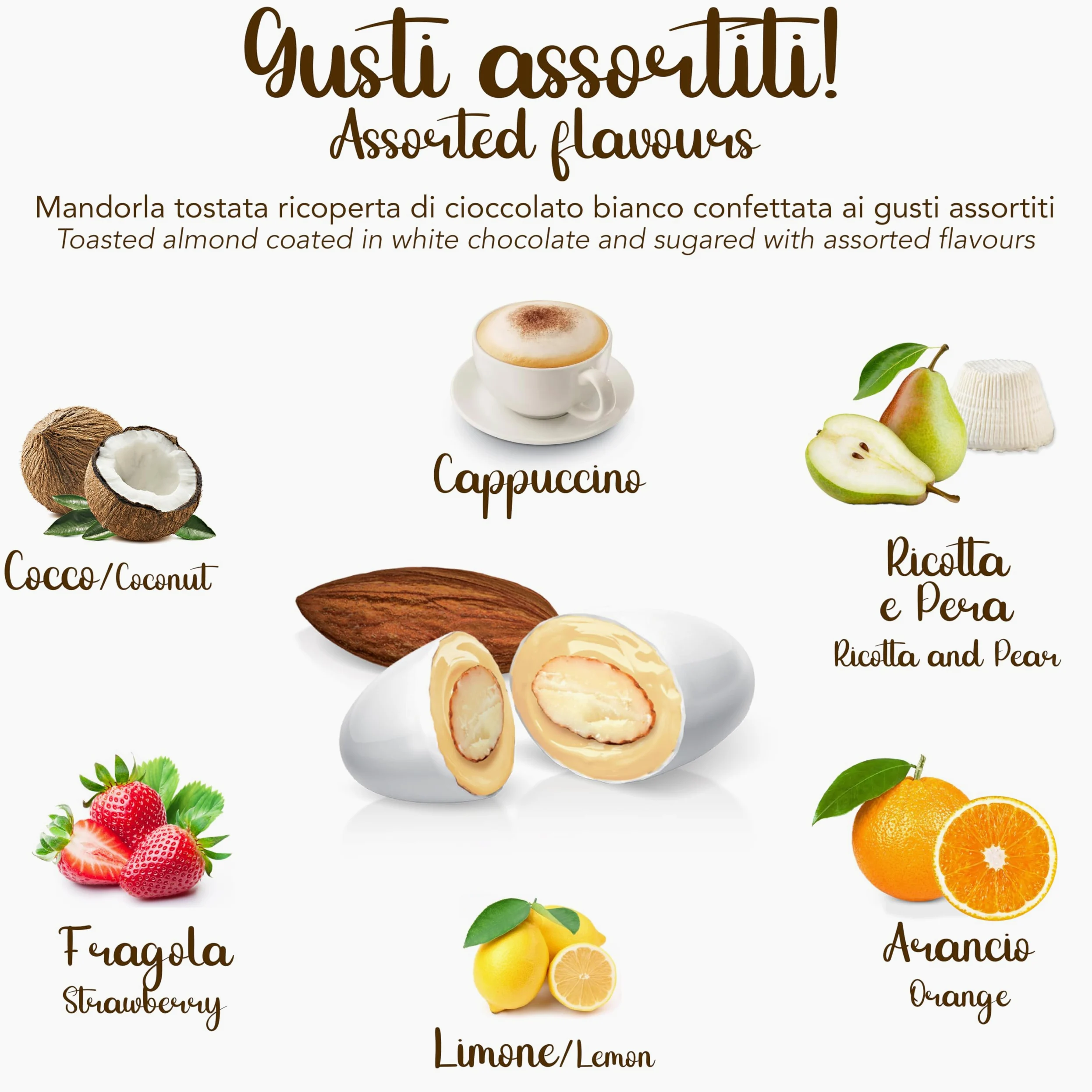 Confetti Snob Crispo 2 Kg, Gusti Assorititi con Mandorla Tostata Ricoperta di Cioccolato Bianco per Bomboniera Confettata Matrimonio Comunione - 2000 Grammi