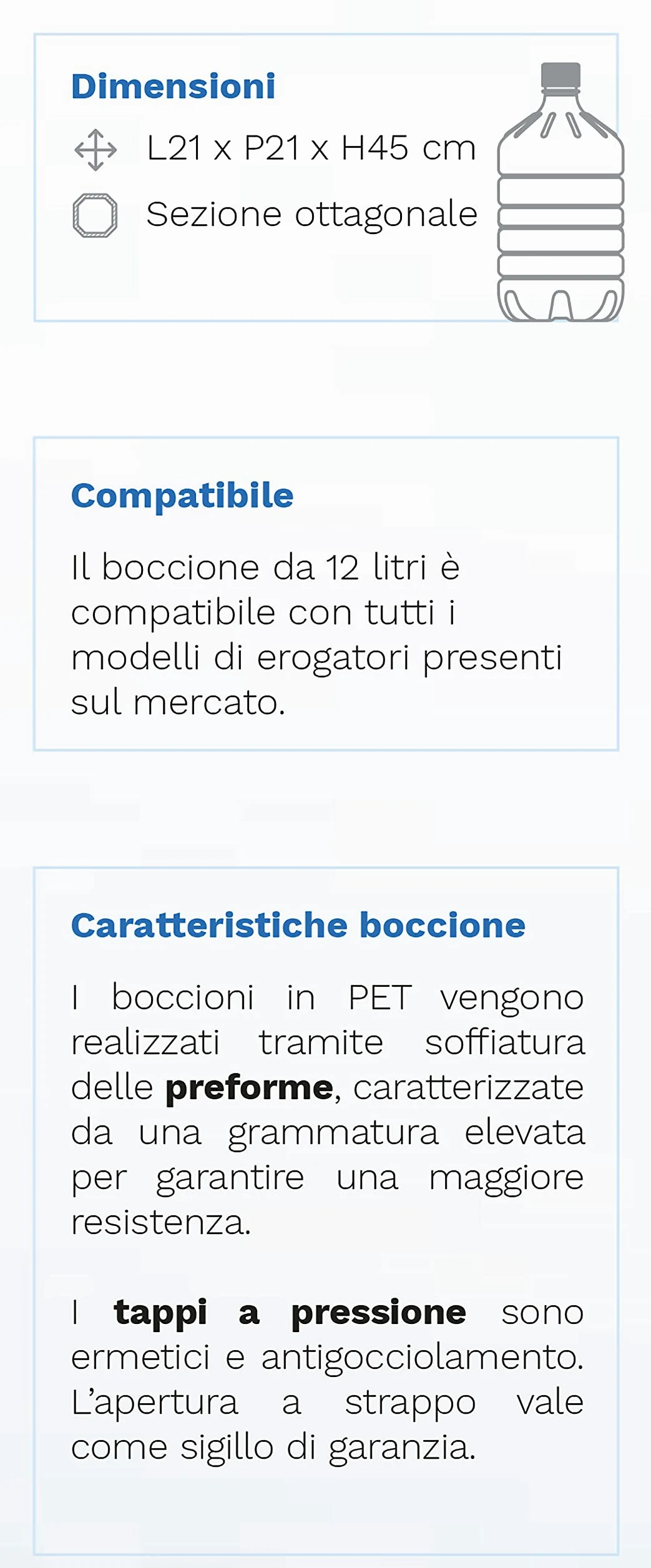 GOVITA - Set da 4 | BOCCIONE d'Acqua Naturale da 12 Litri in Pet monouso con Attacco Standard per Dispenser - BEVERINI CASA E Ufficio - Altezza 45cm (4)