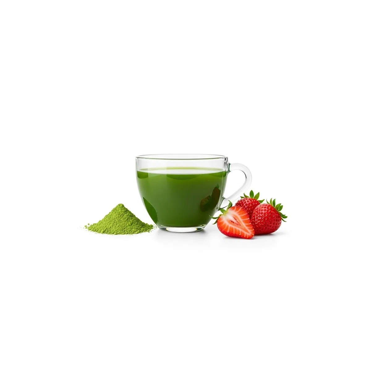 Tè Matcha – Tè verde – Tè alla spirulina e aroma di fragola – 20 pezzi Estratto di tè verde, estratto di spirulina, estratto di cehri, PREMIUM GIAPPONESE