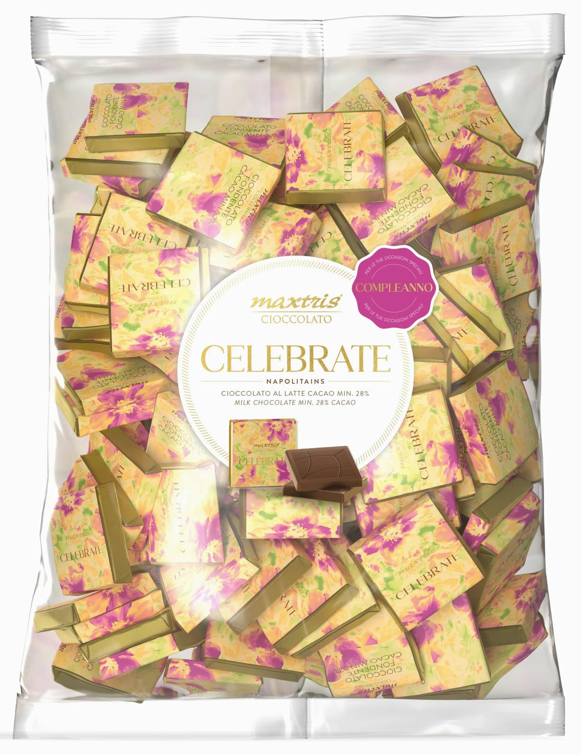 Cioccolatini al Latte Maxtris CELEBRATE COMPLEANNO, Celebrate Napolitains, busta 1kg