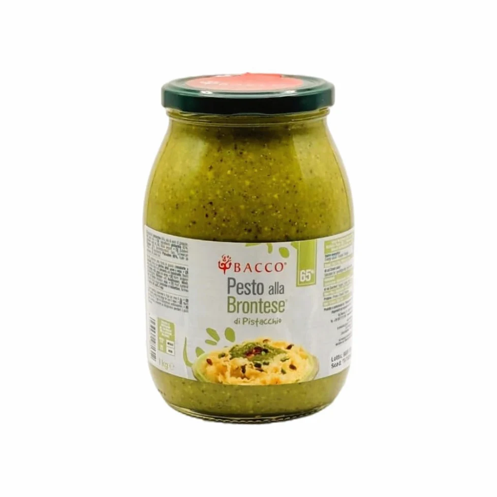 Pesto di pistacchio "alla Brontese" 65% | Fatto in Sicilia | Bacco | Barattolo da 1kg