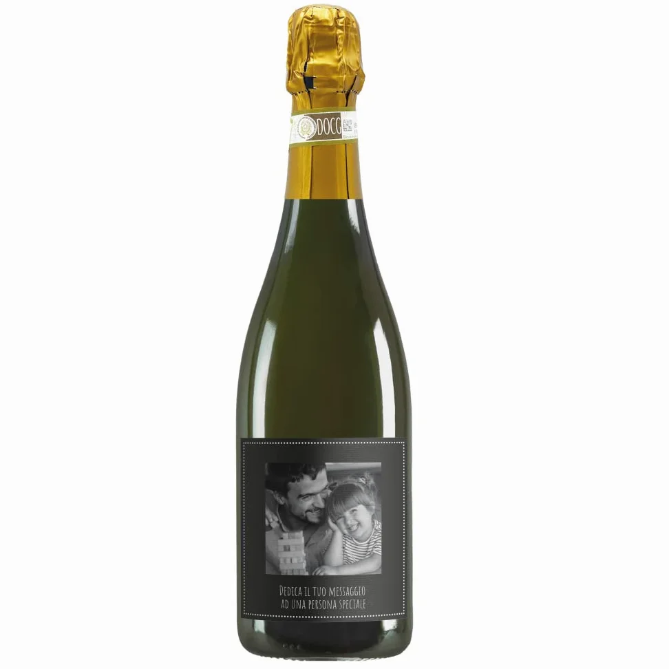 Bottiglia di spumante dolce Asti DOCG con etichetta personalizzata - Idea regalo esclusiva e originale per uomo, festa del Papà, festa del Nonno, nuova nascita, compleanno e Natale. (Foto e Testo)