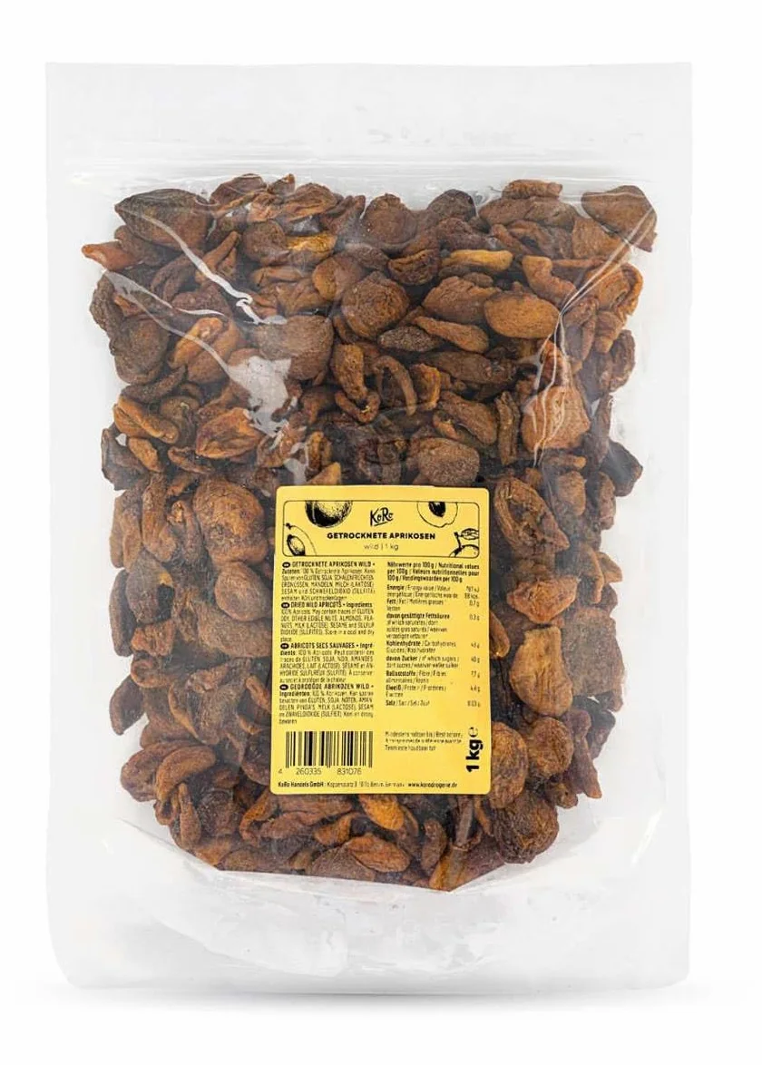 KoRo - Albicocche selvatiche essiccate 1 kg - Frutta secca naturale senza zucchero aggiunto e non solforata