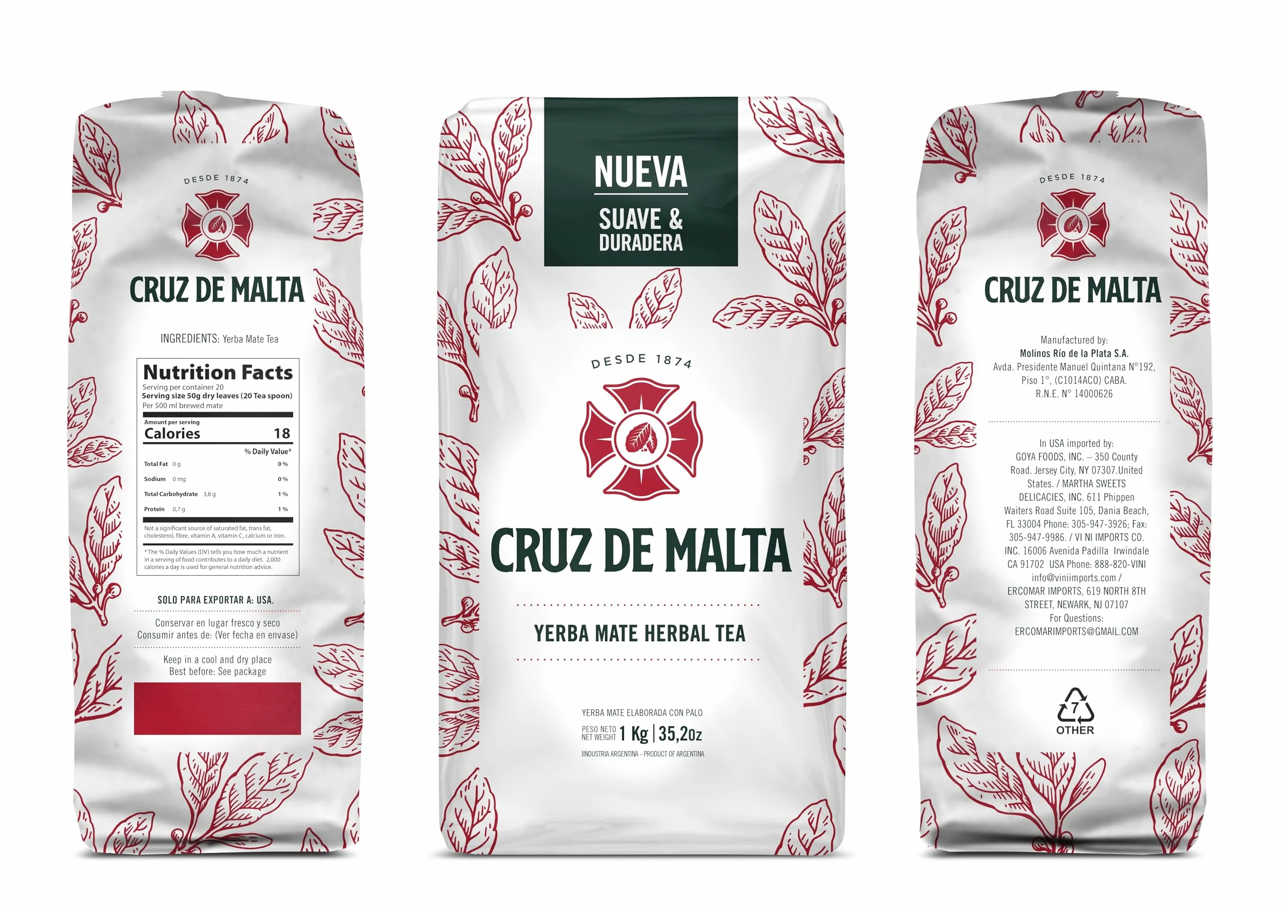 YERBA MATE CRUZ de MALTA 1 kg 1 kg (confezione da 2)
