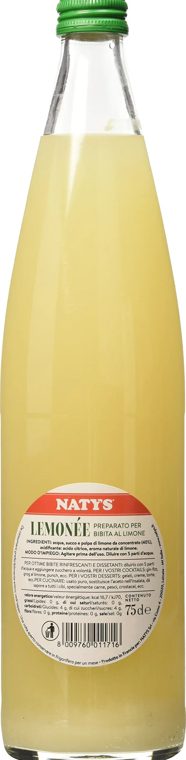 Naty's Lemonée Succo e Polpa di Limone - Pacco da 6 x 750 ml