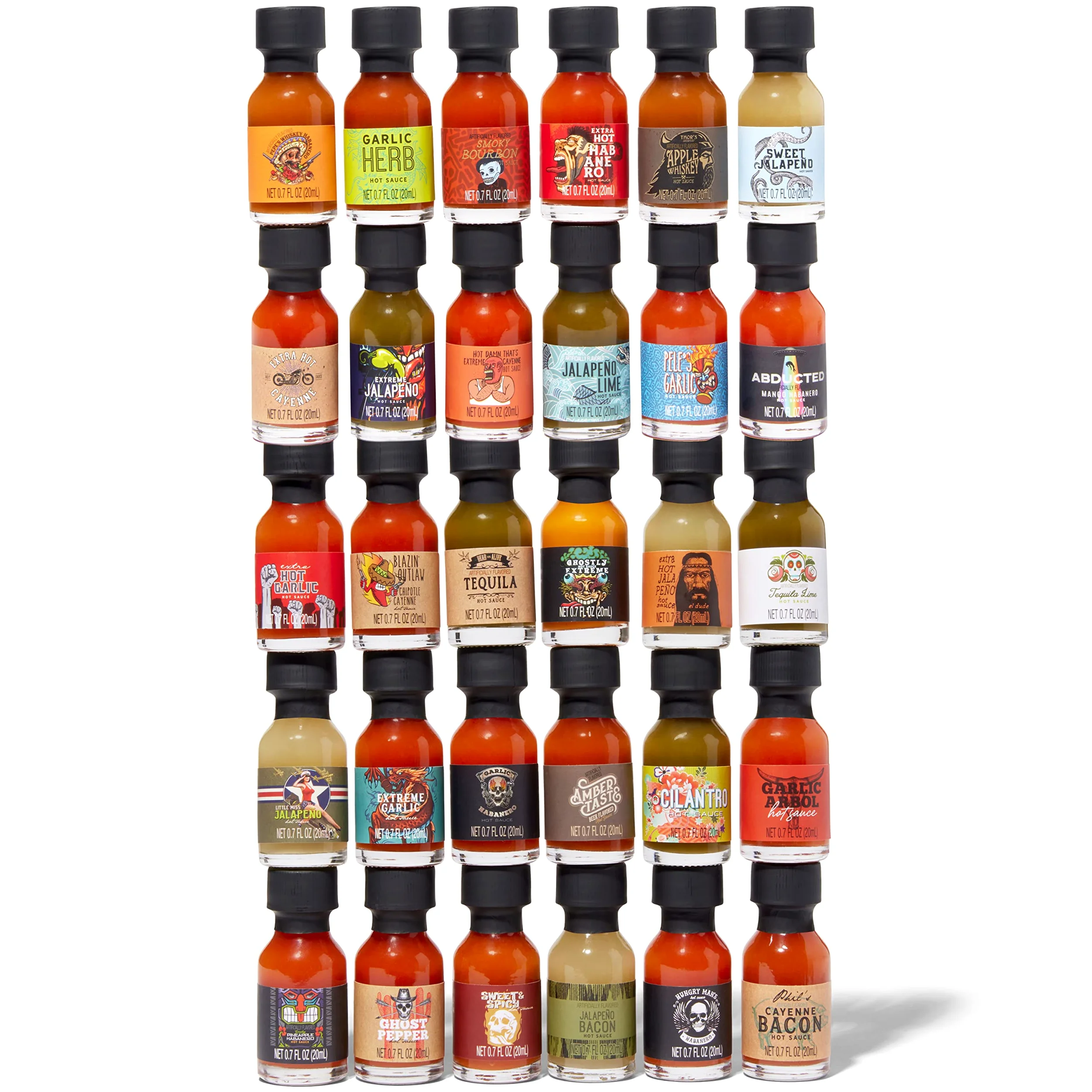 Thoughtfully – Set 30 Salse Piccanti dal Mondo – Hot Sauce Sampler – Regalo Originale per Uomo – Amanti del Piccante & Grillfans – Compleanno, Natale & Inaugurazione Casa – 30 x 20 ml