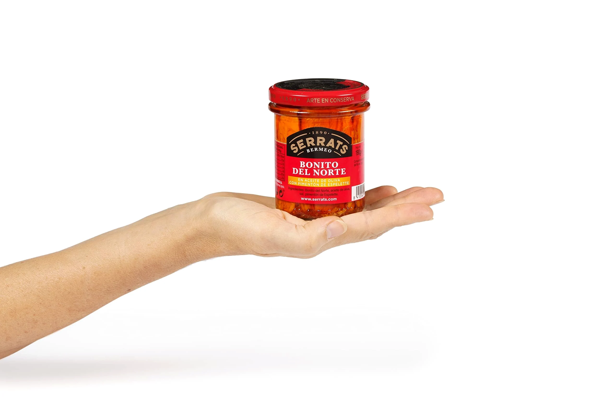 CONSERVAS SERRATS - Tonno Bianco del Cantabrico con Peperoncino di Espelette - 6 Lattine x 190g (Totale: 1140g) - Lavorazione Artigianale dal 1890 - Senza Glutine - Ricco di Omega 3