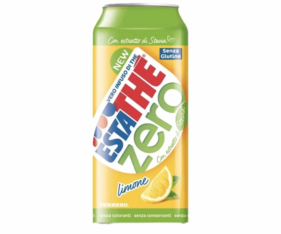 Estathé Zero Limone - Tè Freddo, Senza Zucchero, con Vero Infuso di Foglie di Tè e Succo di Limone, Bevanda Analcolica Senza Glutine, 24 Lattine da 330ml