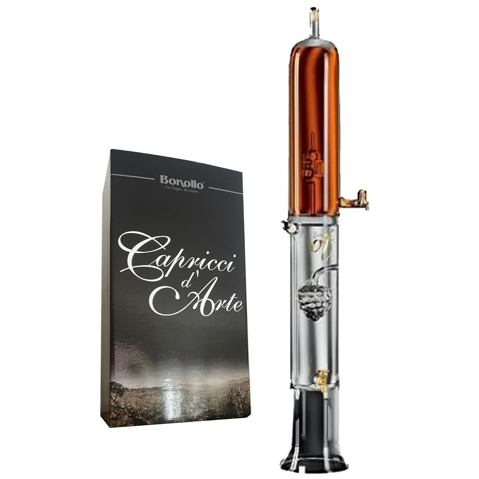 Bonollo Capricci d'Arte - Colonna Spillatore - Grappa Amarone Invecchiato in Barrique 5L e Grappa Giovane 5L - 10L 42% Vol